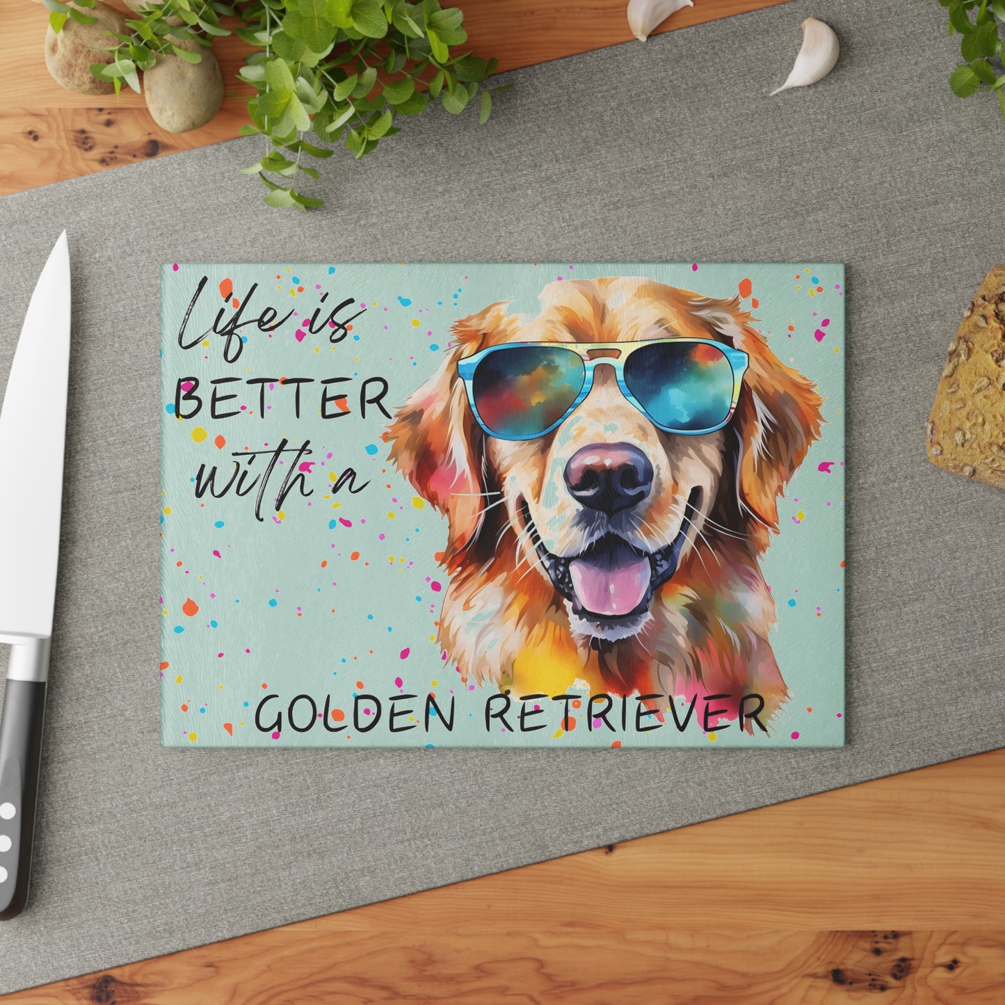 🐾 Golden Retriever Cutting Board – Sunny Smiles & Kitchen Style ☀️