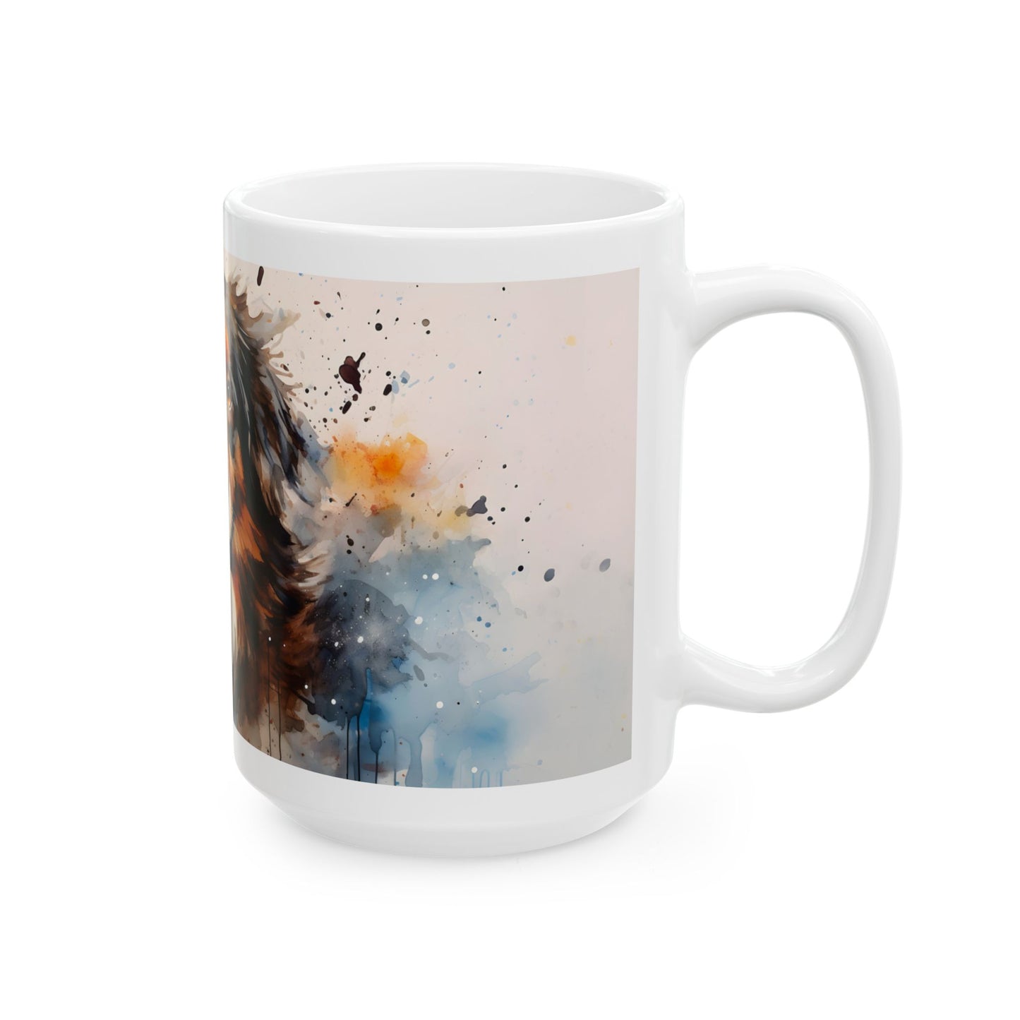 Taza de acuarela de pastor australiano: ¡una explosión de color y personalidad!