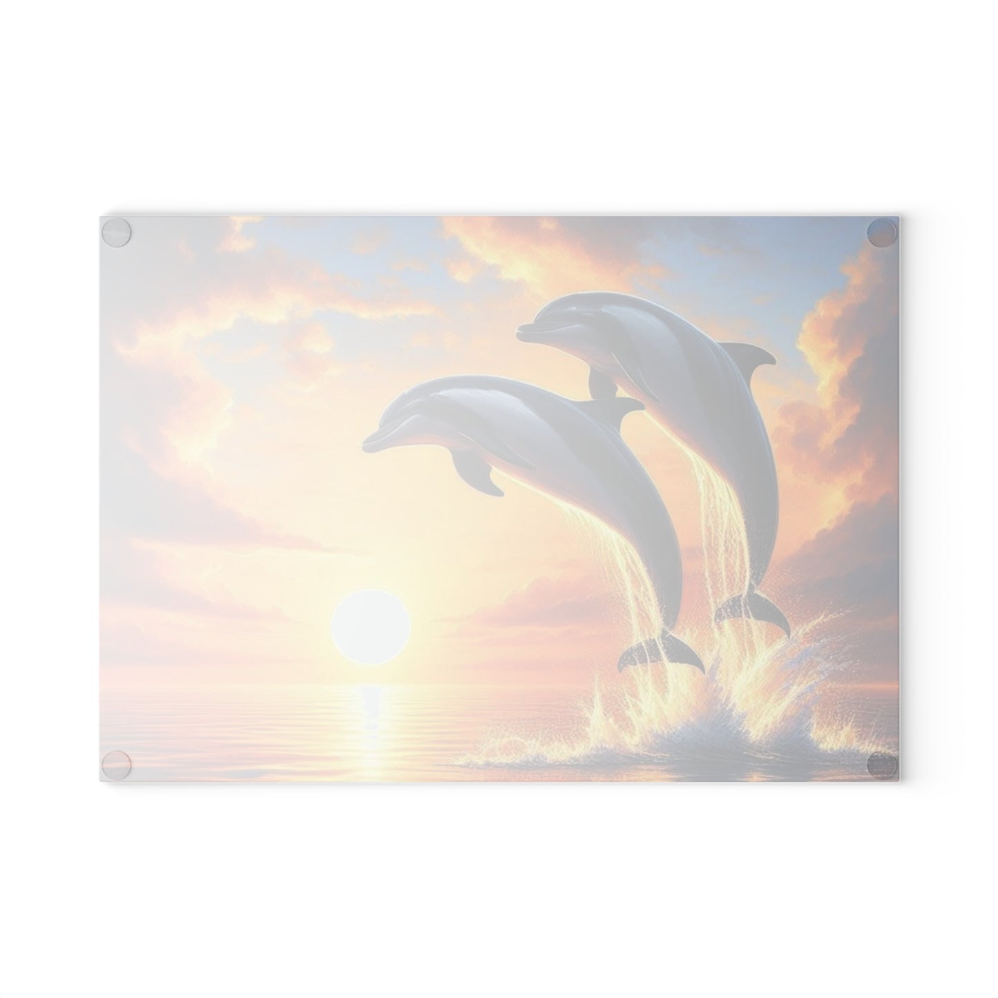 Tabla de cortar con forma de delfín, decoración de casa de playa, tabla de cortar de vidrio templado, amantes del océano, amantes del atardecer, regalo para amantes de los delfines, tabla de charcutería.