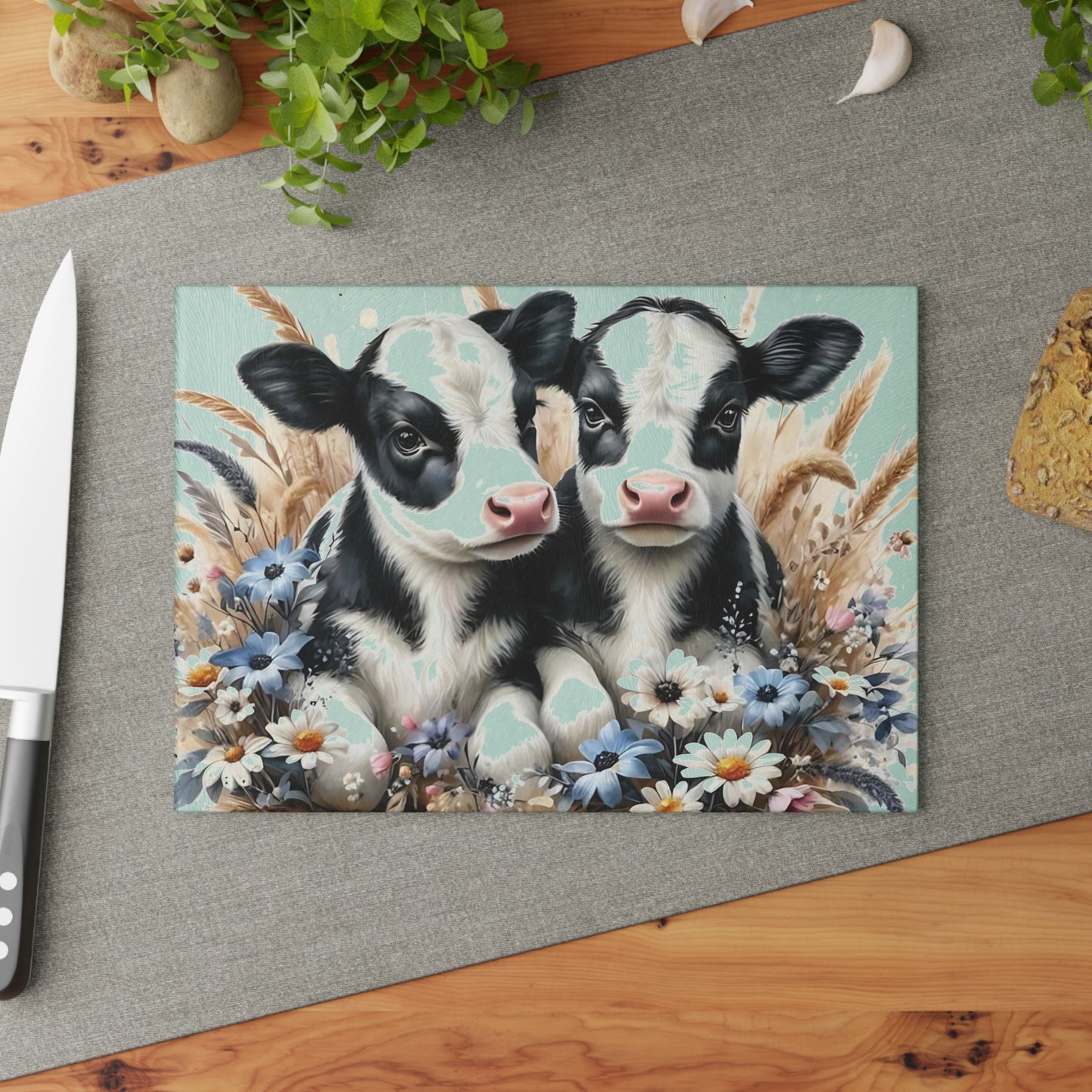 🐄 Adorable Calf Duo Cutting Board – Country Charm for Your Kitchen 🐄