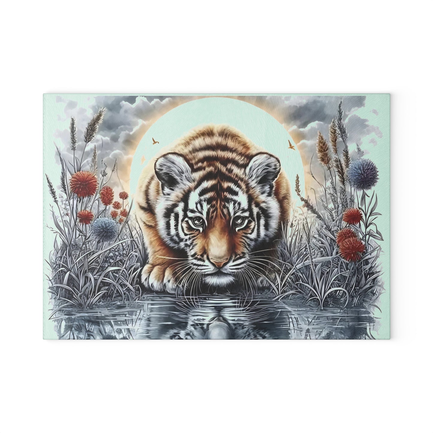 🐯 Reflective Baby Tiger Cutting Board – Fierce Cuteness with Artistic Flair