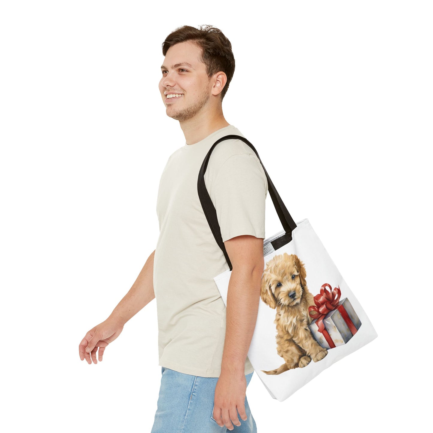 🎁 Goldendoodle Puppy Tote Bag – Sweet & Snuggly Holiday Charm for Dog Lovers 🐶