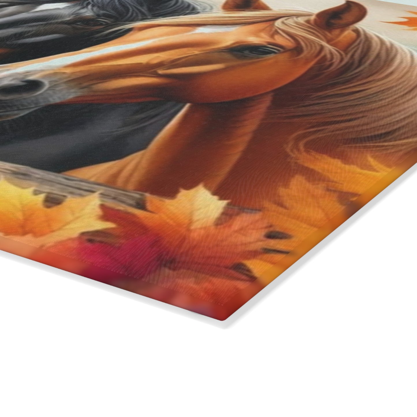 🐴 Autumn Horse Trio Cutting Board – Rustic Farmhouse Beauty 🐴
