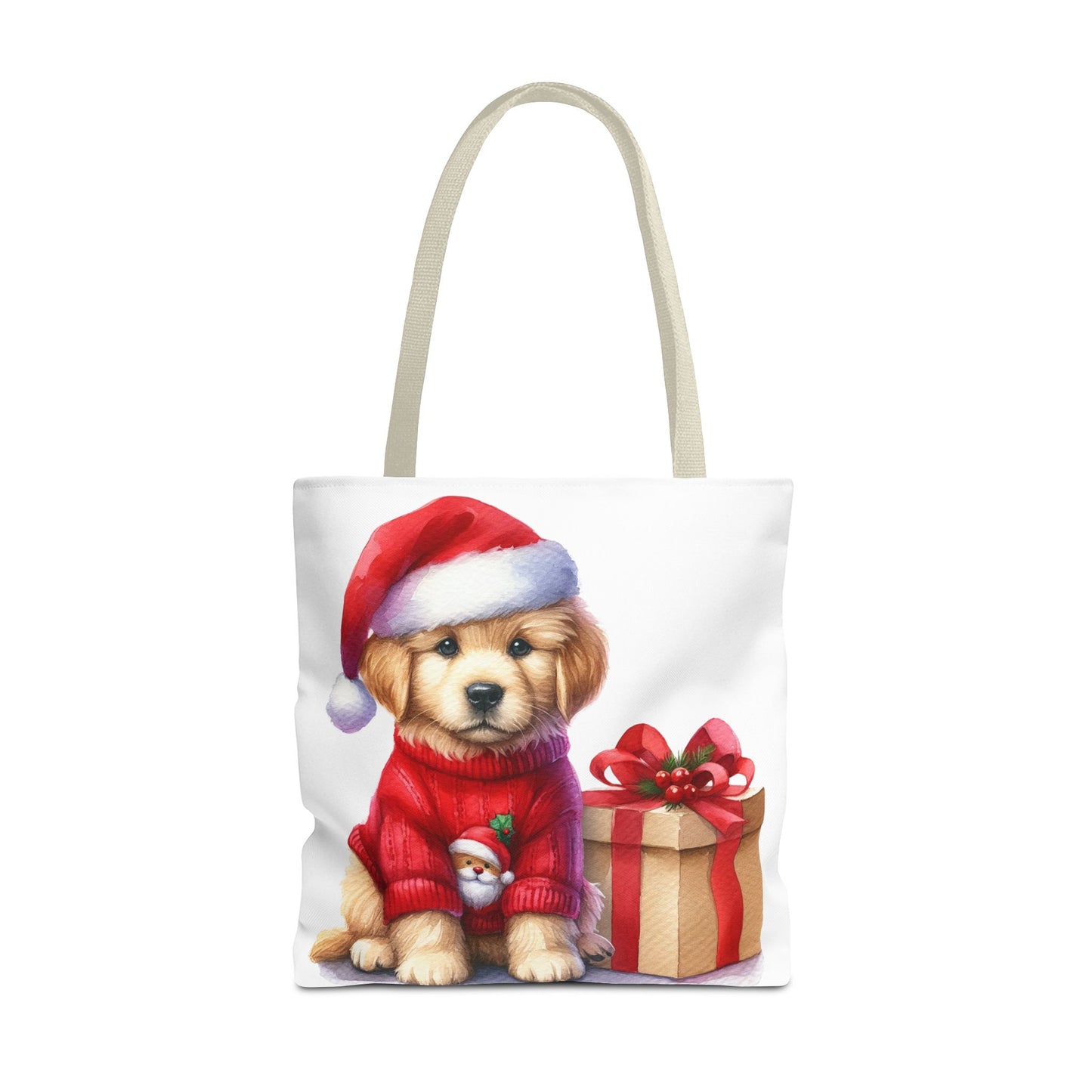 🎄 Golden Retriever Puppy Christmas Tote Bag – Festive Charm for Dog Lovers 🐶