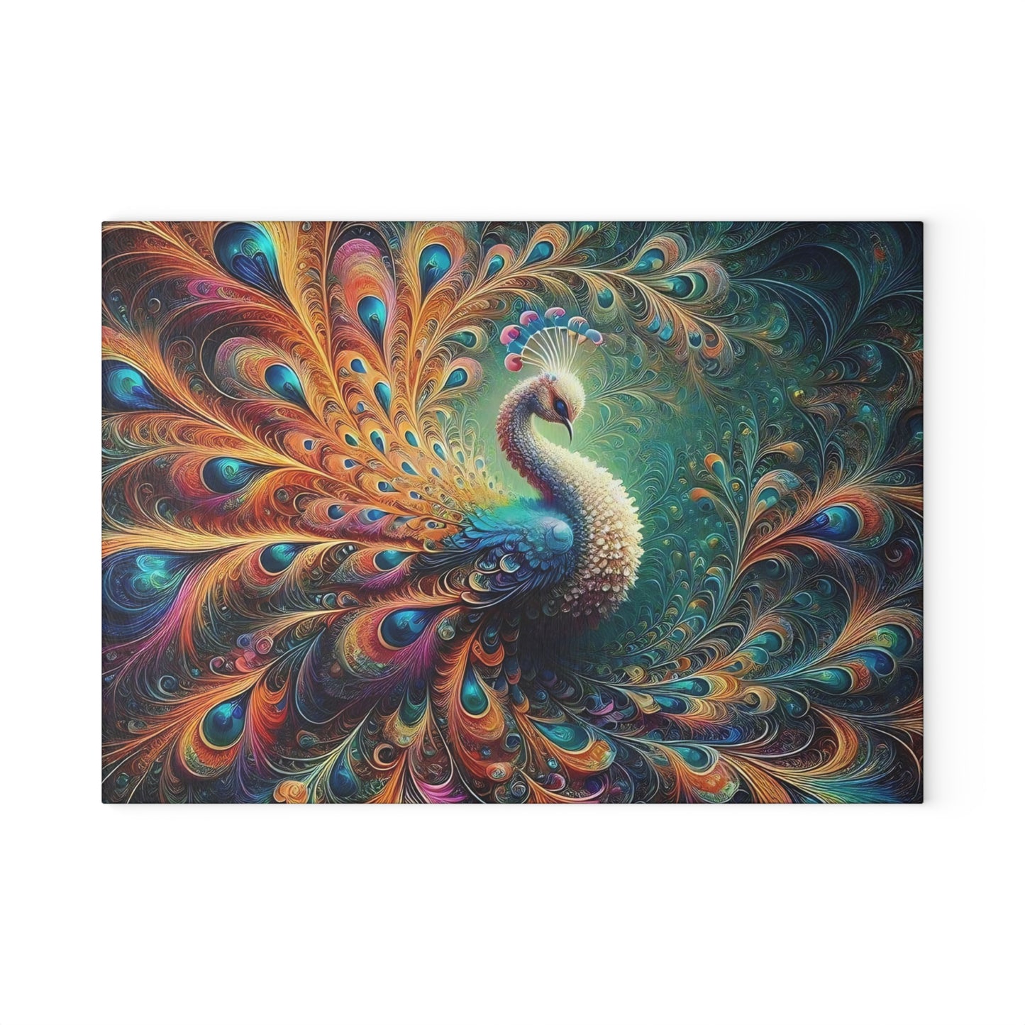 Peacock cutting Board, Tempered Glass Cutting Board, Charcuterie Board, Chopping Board, Housewarming Gift Custom, cutting board