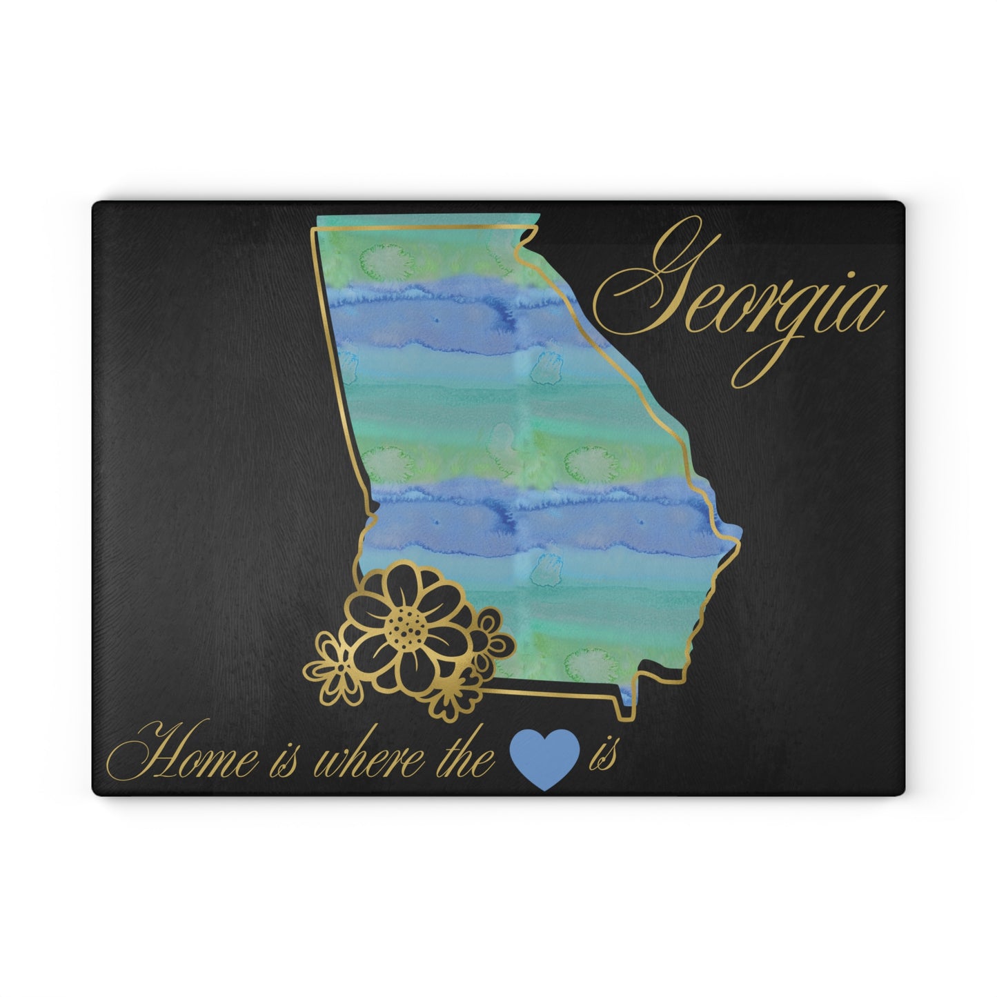 💙 Georgia State Cutting Board – Southern Roots with Watercolor Elegance
