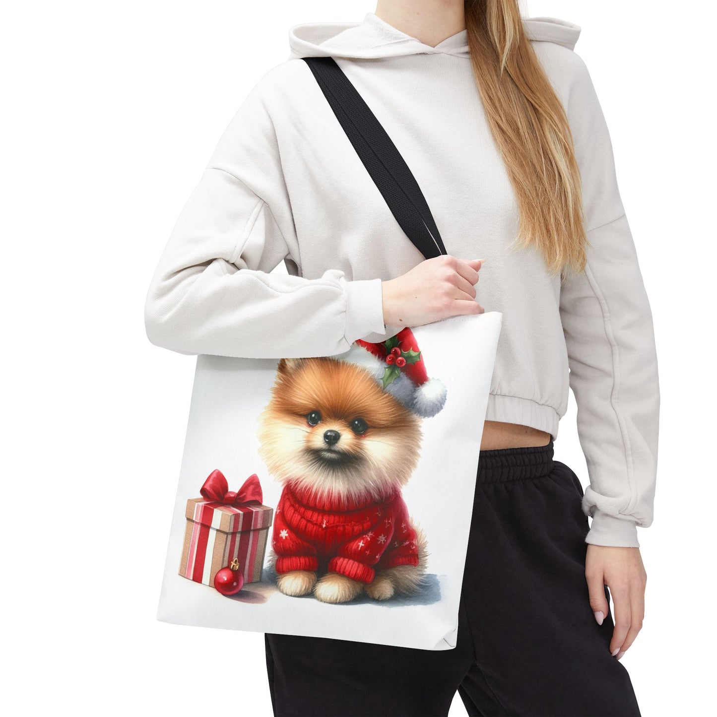 🎄 Pomeranian Christmas Tote Bag – Cozy Fluff & Festive Cheer 🎁🐾