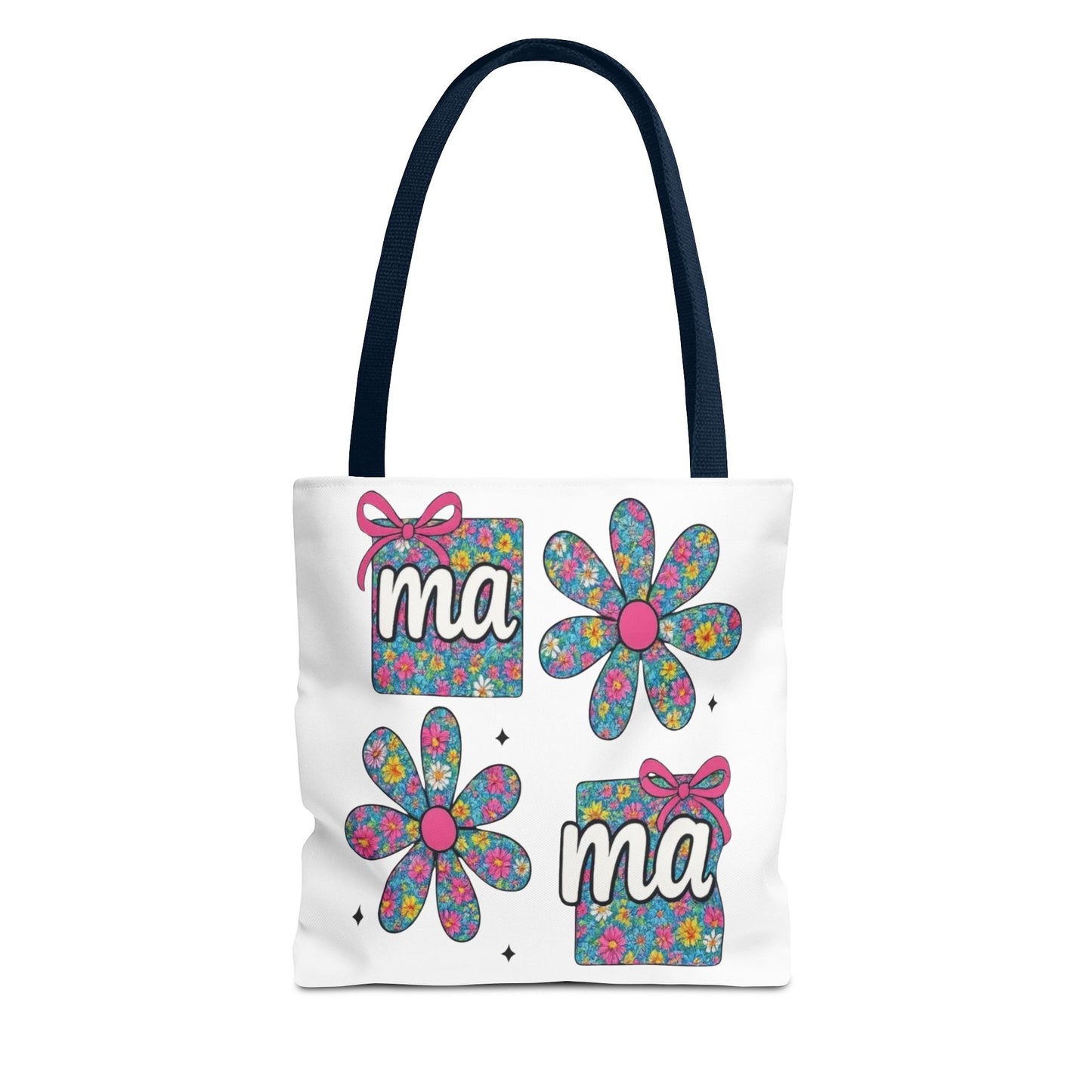 Bolso Tote Floral "ma": Un Accesorio Divertido y Brillante para Mamá