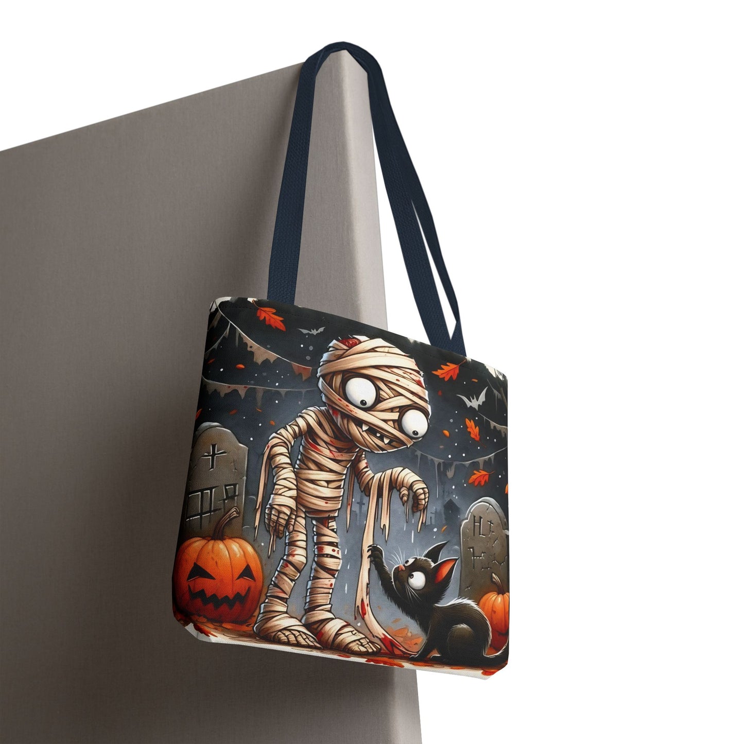 🎃 Mummy & Black Cat Halloween Tote Bag – Spooky Cute & Perfect for Trick-or-Treating 🖤🛍️