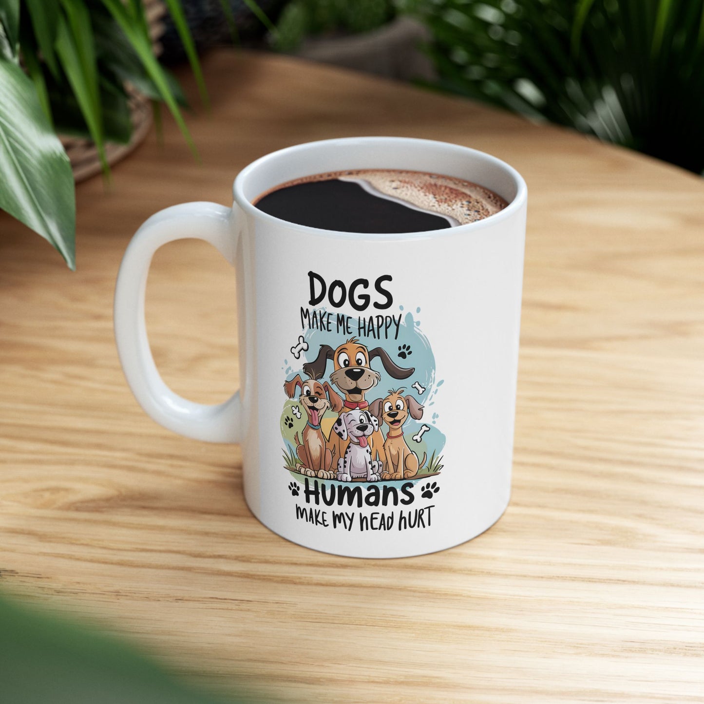 🐾 Los perros me hacen feliz, los humanos me hacen doler la cabeza – Taza divertida y peculiar para amantes de los perros 🐕