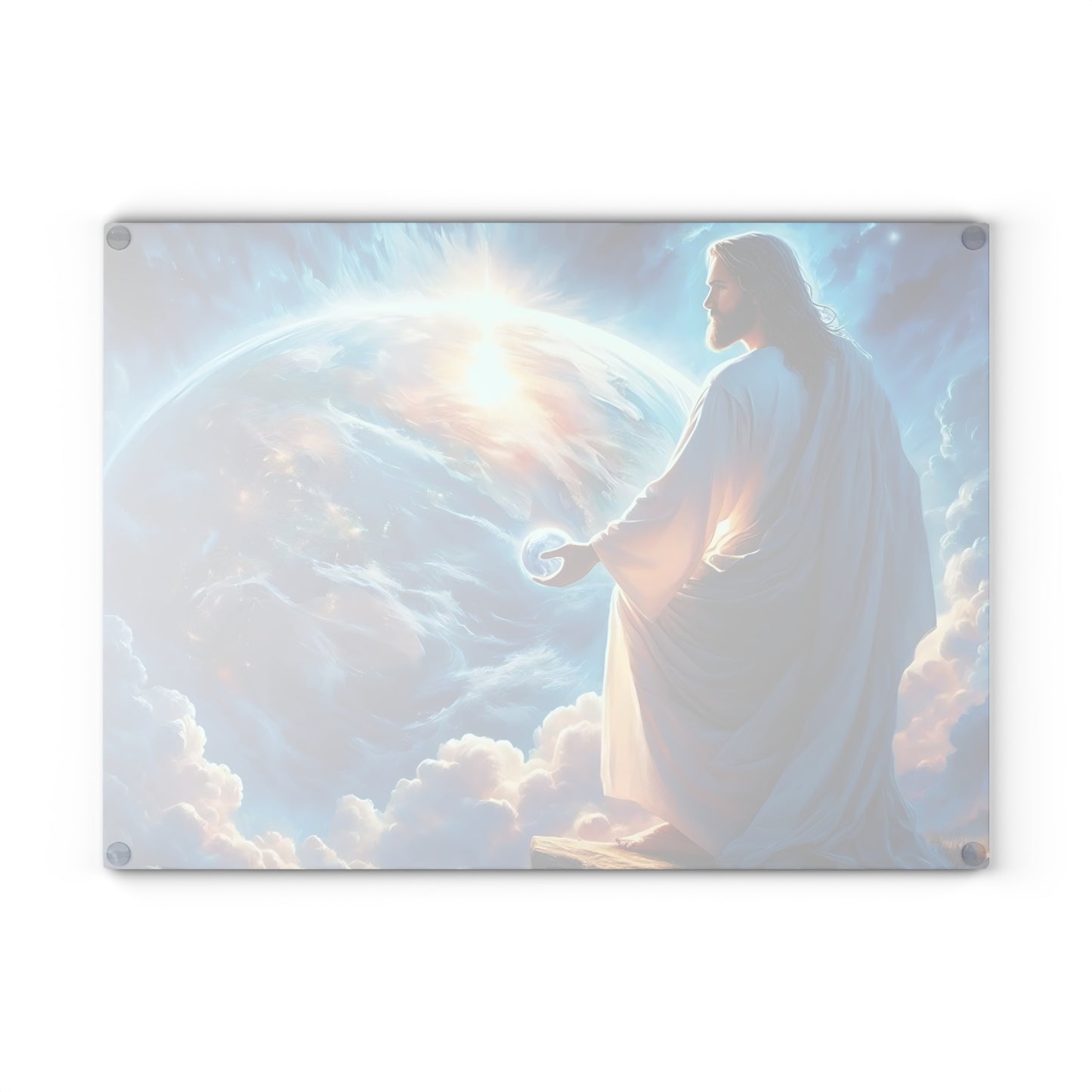 Tabla de cortar de Jesús, tabla de charcutería, tabla de cortar única, tabla de cortar de vidrio templado, regalo de inauguración de la casa, tabla de cortar personalizada