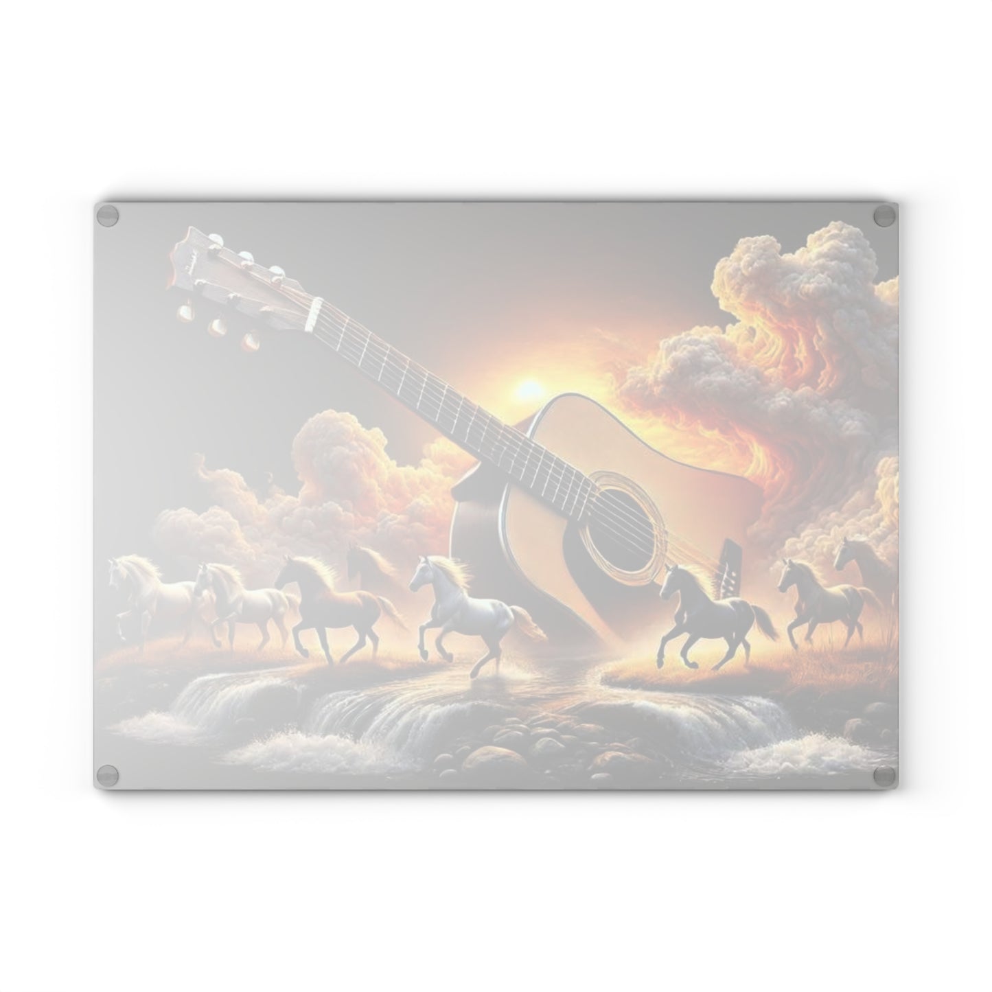 Horse and Guitar, Rustic Decor, Horse Lover Gifts, Music Kitchen Accessories, Glass Cutting Board, Country Home Decor, Rustic Cutting Board
