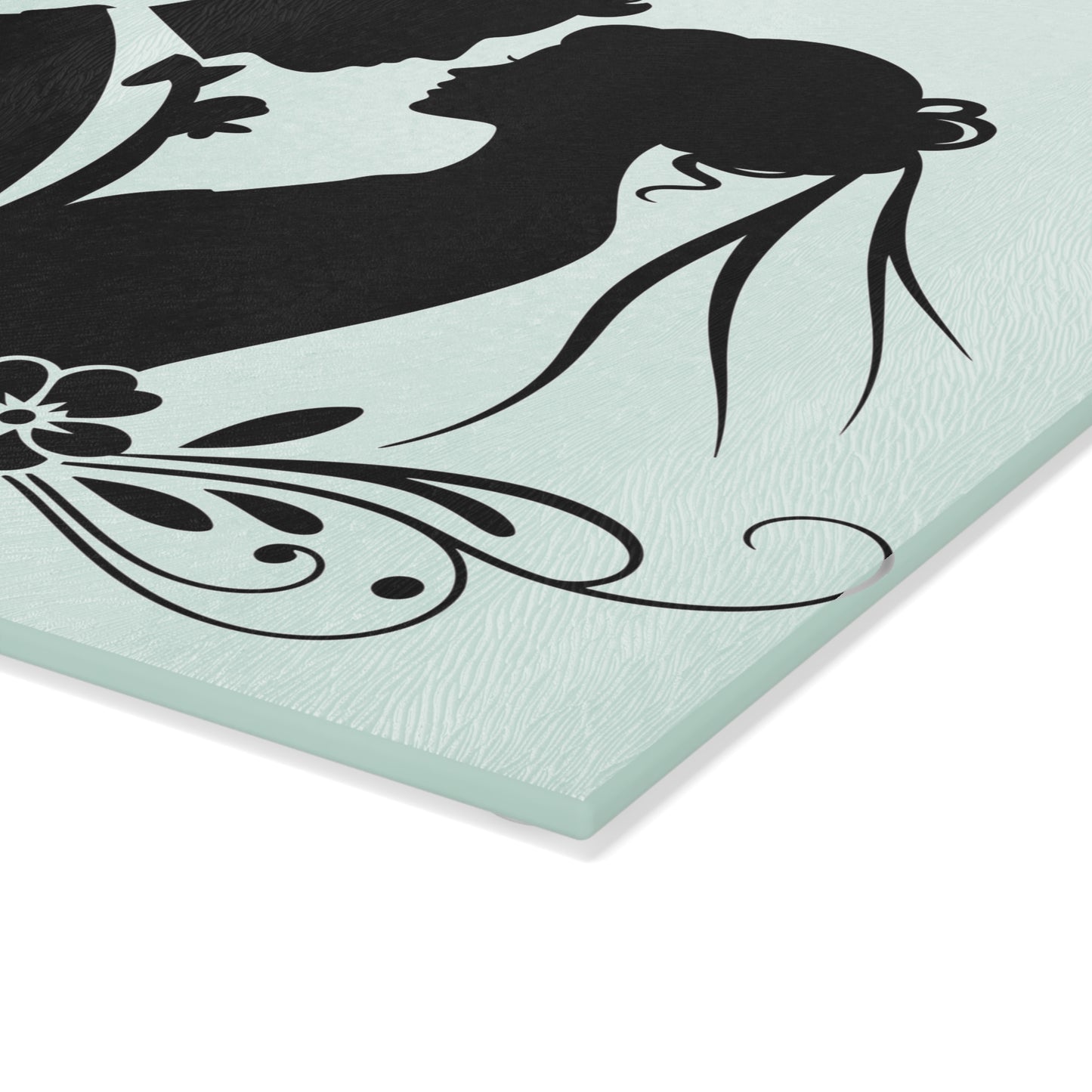 Tabla de cortar con silueta de menta para Sr. y Sra.: un romance elegante para tu cocina