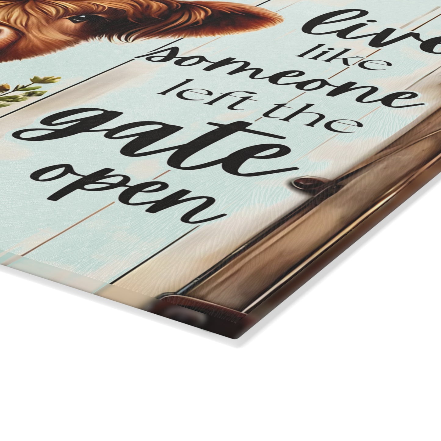 🐮🌻 Highland Cow Sunflower Cutting Board – Rustic Farmhouse Charm with Inspirational Quote 🌼🌹