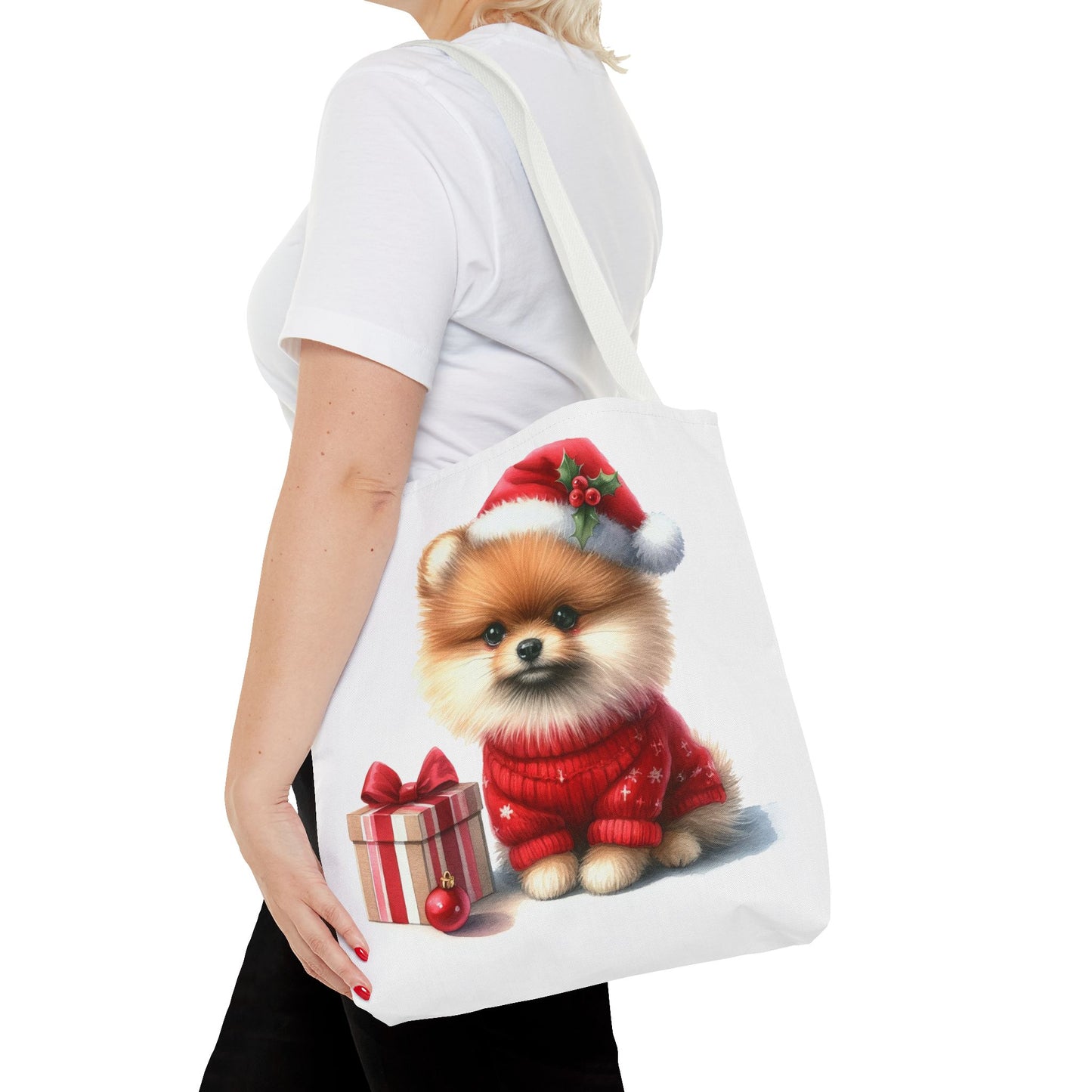 🎄 Pomeranian Christmas Tote Bag – Cozy Fluff & Festive Cheer 🎁🐾