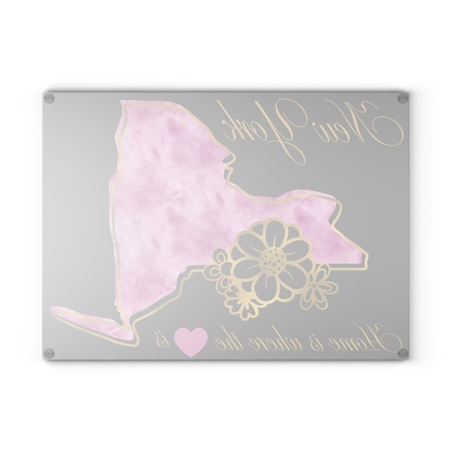 🗽 New York State Cutting Board – Elegant Watercolor Pride with Floral Flair