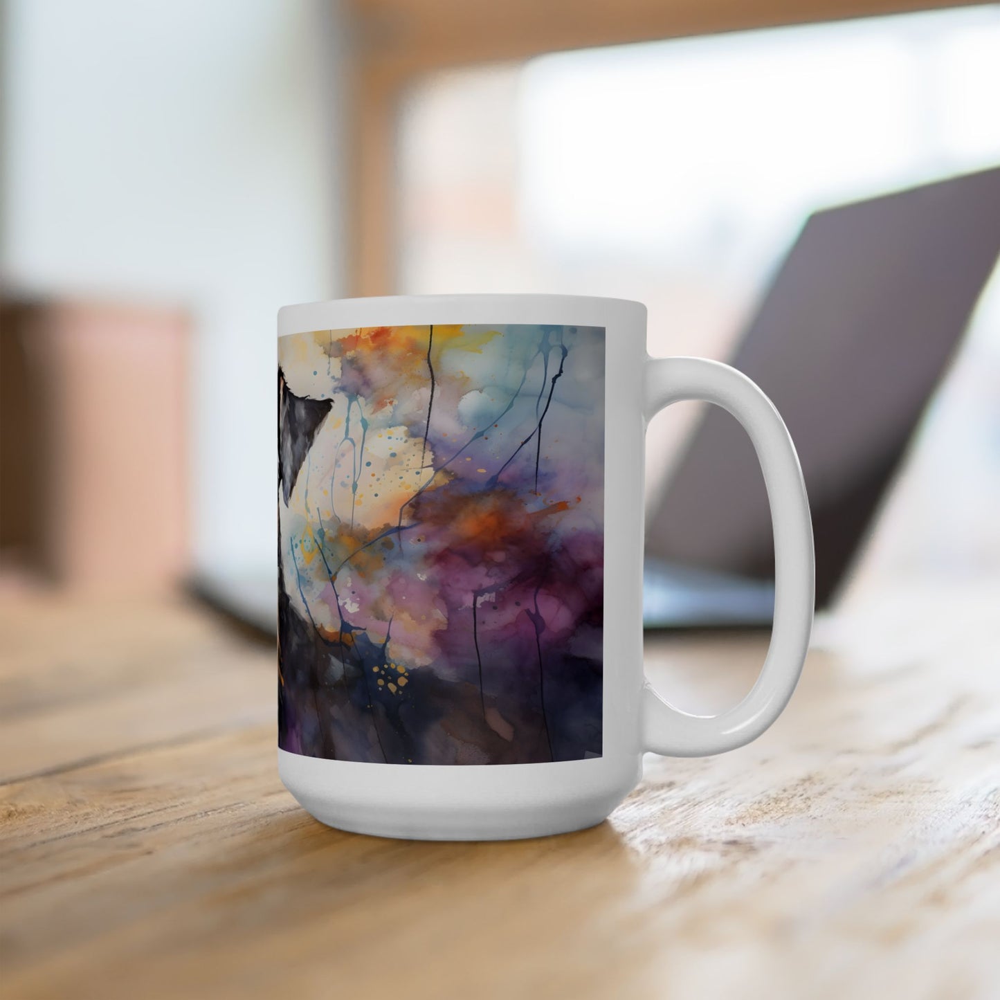 Taza de acuarela con diseño de Schnauzer: ¡Un toque de personalidad y color!