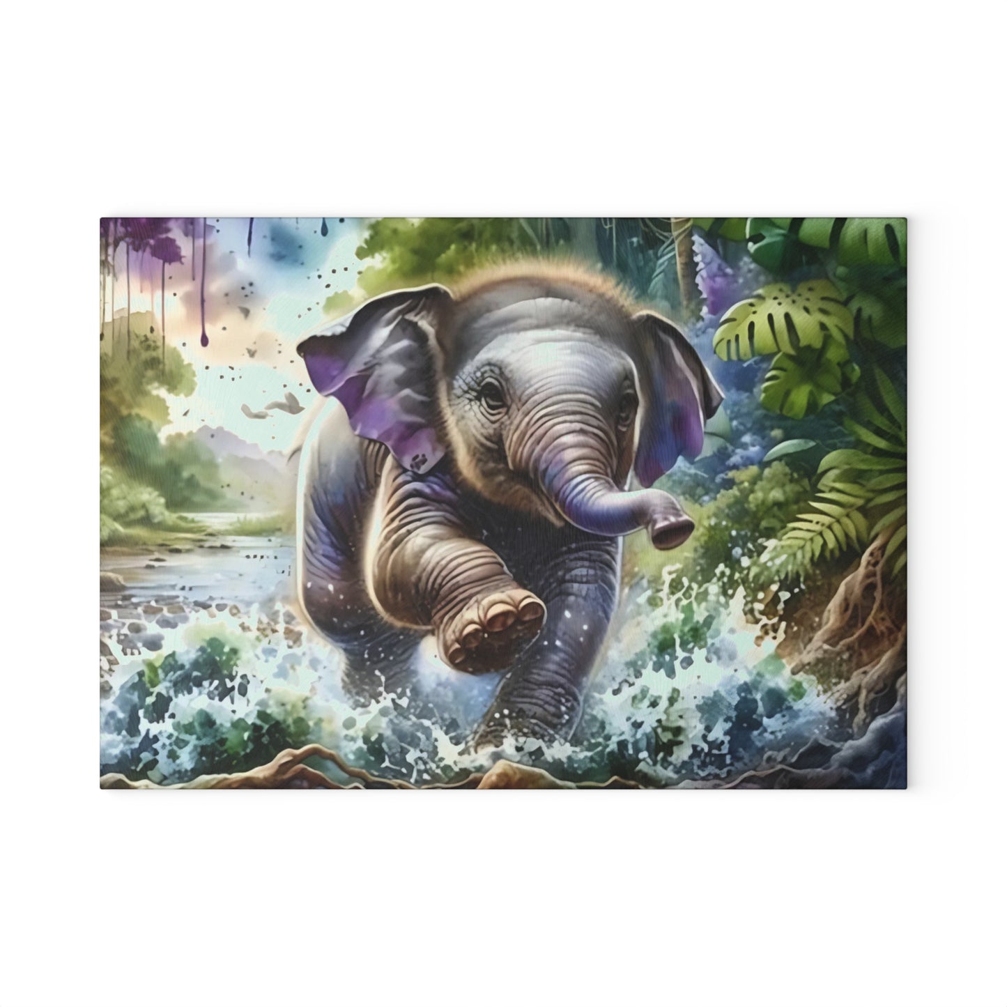 🐘 Jungle Baby Elephant Splash Cutting Board – Playful Safari Energy for Your Kitchen