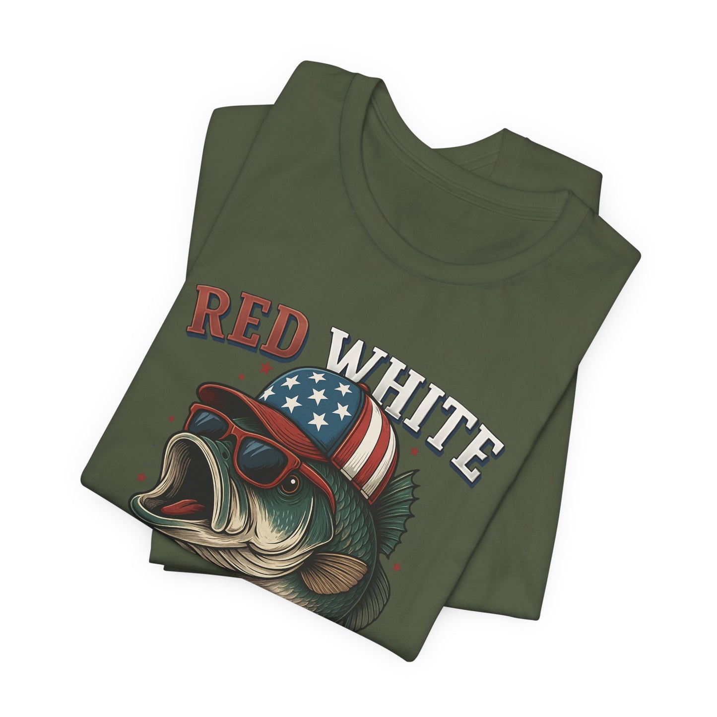Divertida camiseta patriótica de pescado, con estampado rojo, blanco y negro, unisex, ideal para el 4 de julio, regalo para papá, ideal para barbacoas de verano.