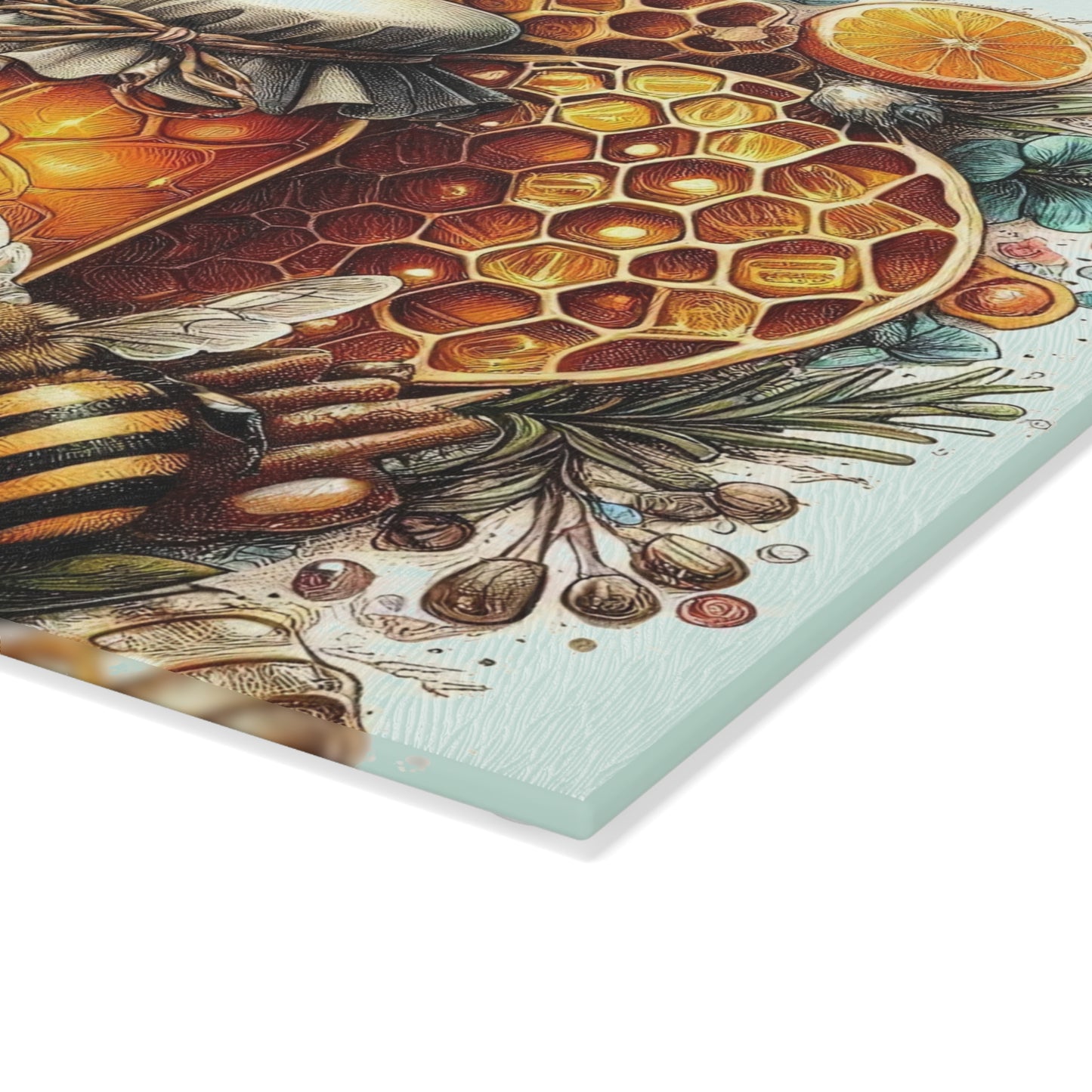 Tabla de cortar con forma de abeja, regalo de cocina, tabla inspirada en la naturaleza, tabla de vidrio templado, regalo para amantes de las abejas, cocina de granja, tabla de cortar rústica