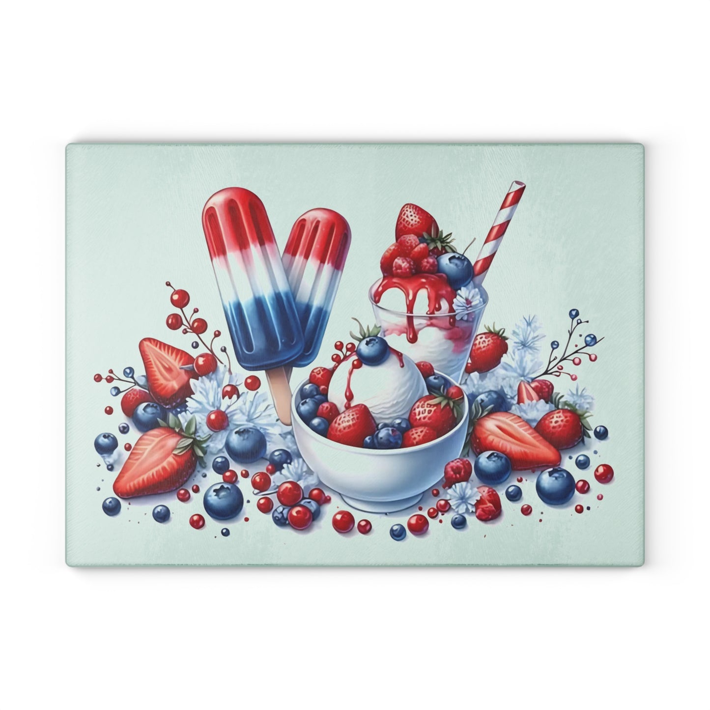 Tabla de cortar de vidrio para postres del 4 de julio: un dulce estilo patriótico para celebraciones de verano