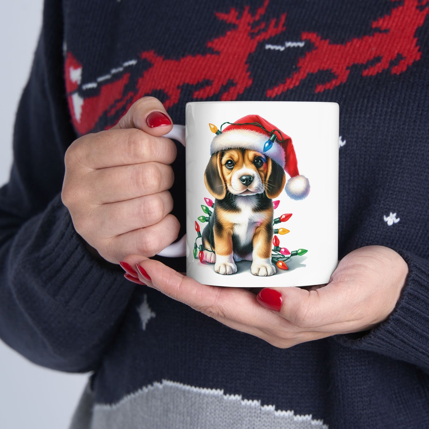 🎄 Beagle Christmas Mug – Holiday Joy with a Festive Hound 🐾
