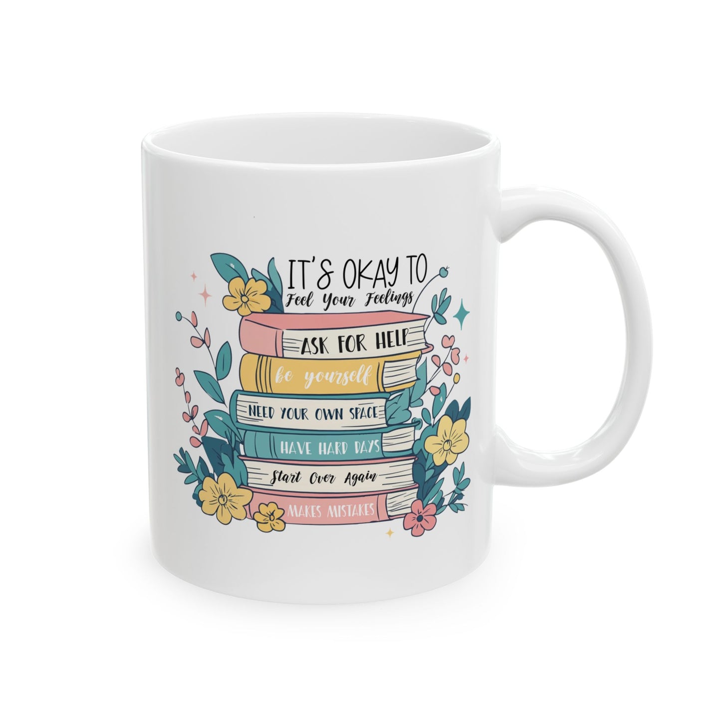 Taza motivacional e inspiradora: Siente tus sentimientos, abraza tu viaje.