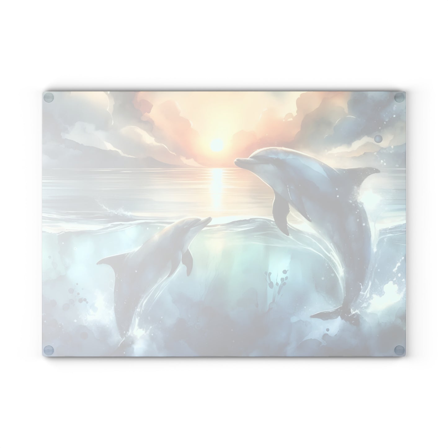 🌊🐬 Ocean Sunset Dolphins Cutting Board – Coastal Elegance for Your Kitchen 🐬🌊
