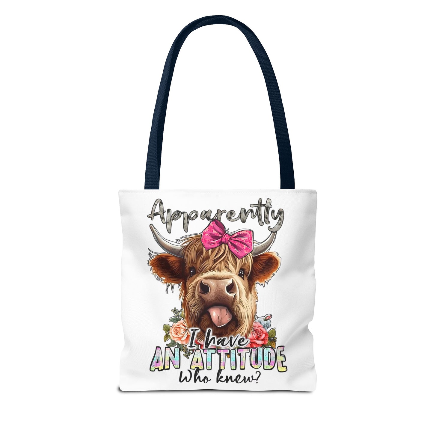 🐄 Al parecer, tengo actitud: bolso tote Sassy Cow con lazo rosa 🌸