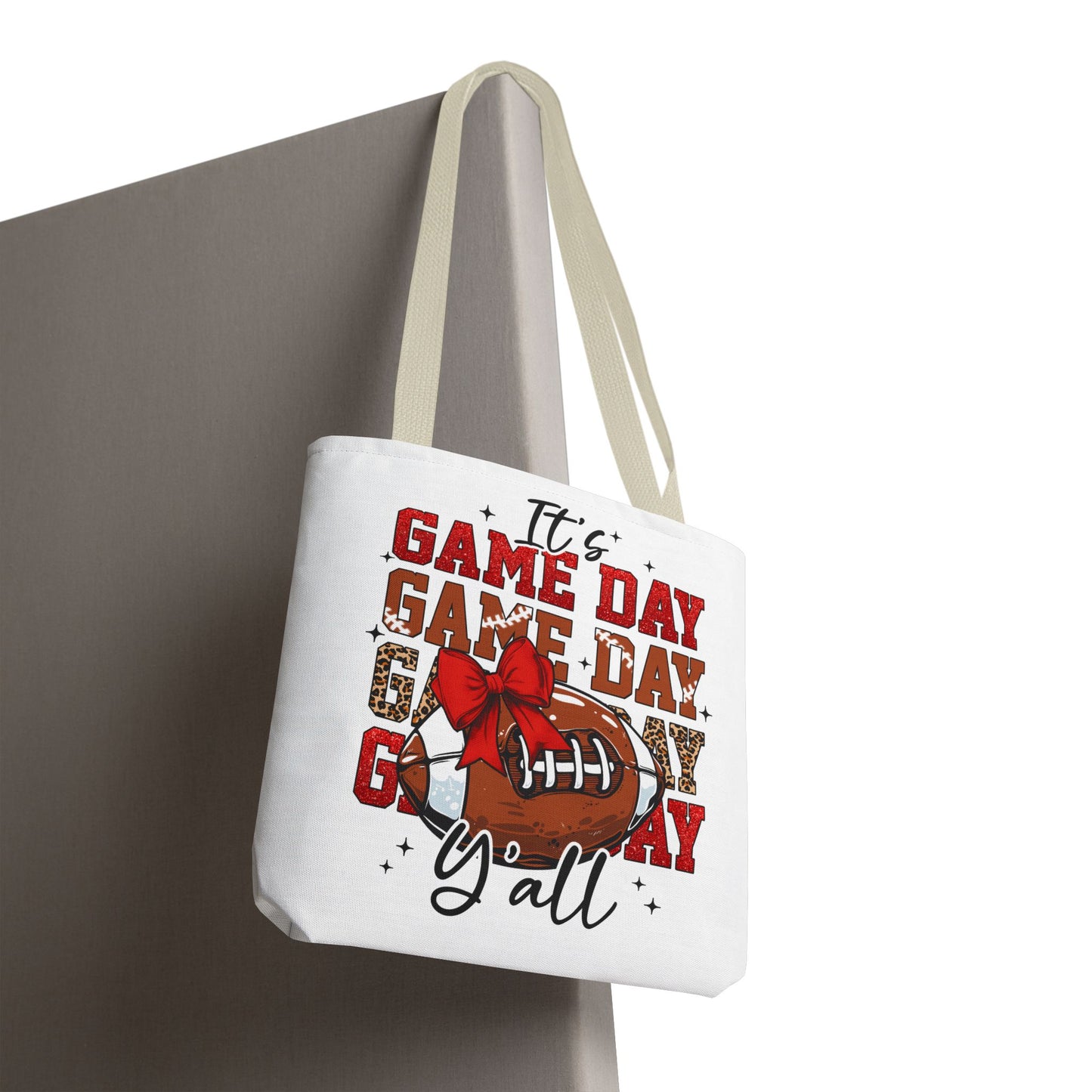 🏈 Game Day Red Bow Football Tote Bag – Sporty, Stylish, and Ready for Kickoff 🎀👜