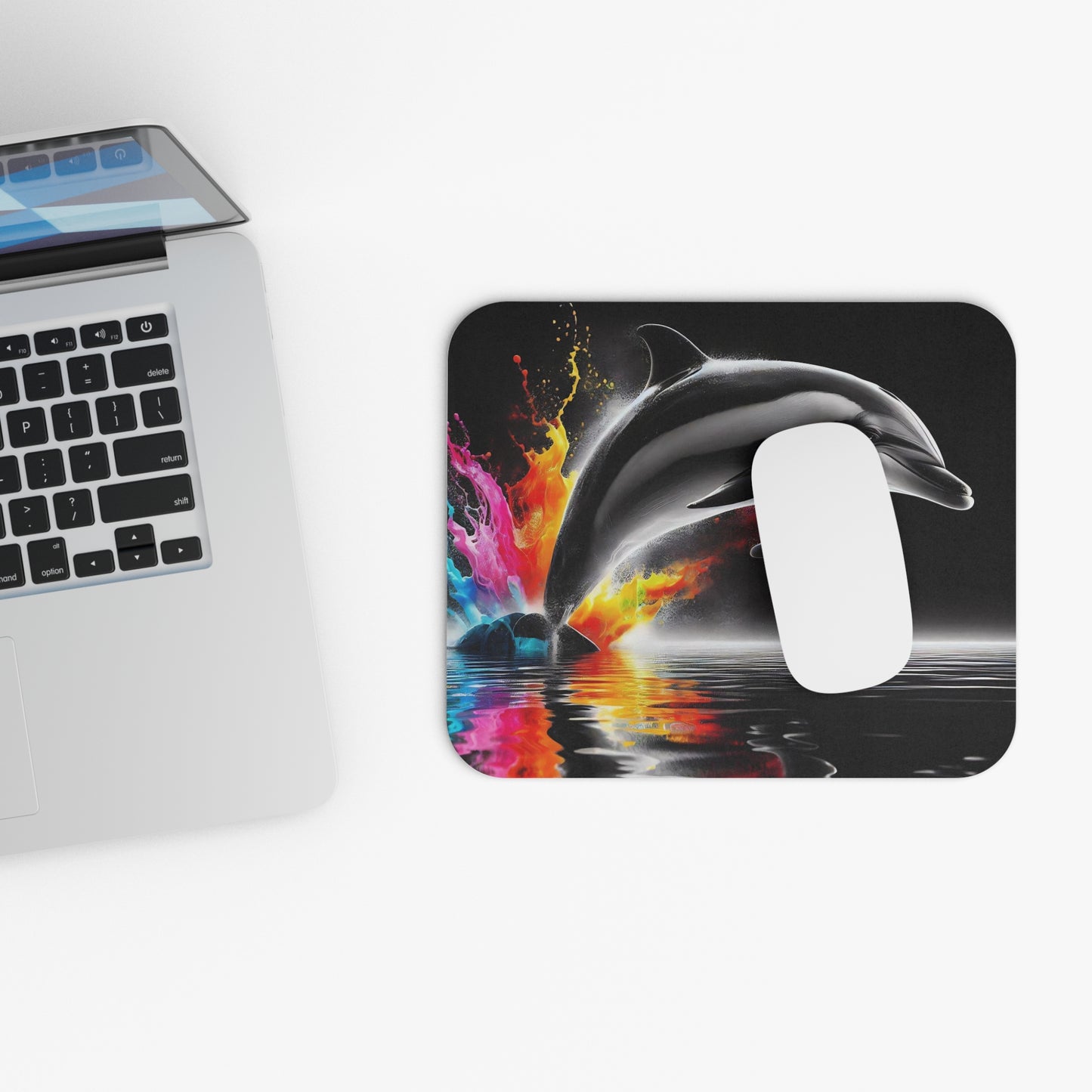 🖱️🐬 Neon Splash Dolphin Mouse Pad – Bold Ocean Energy for Your Desk
