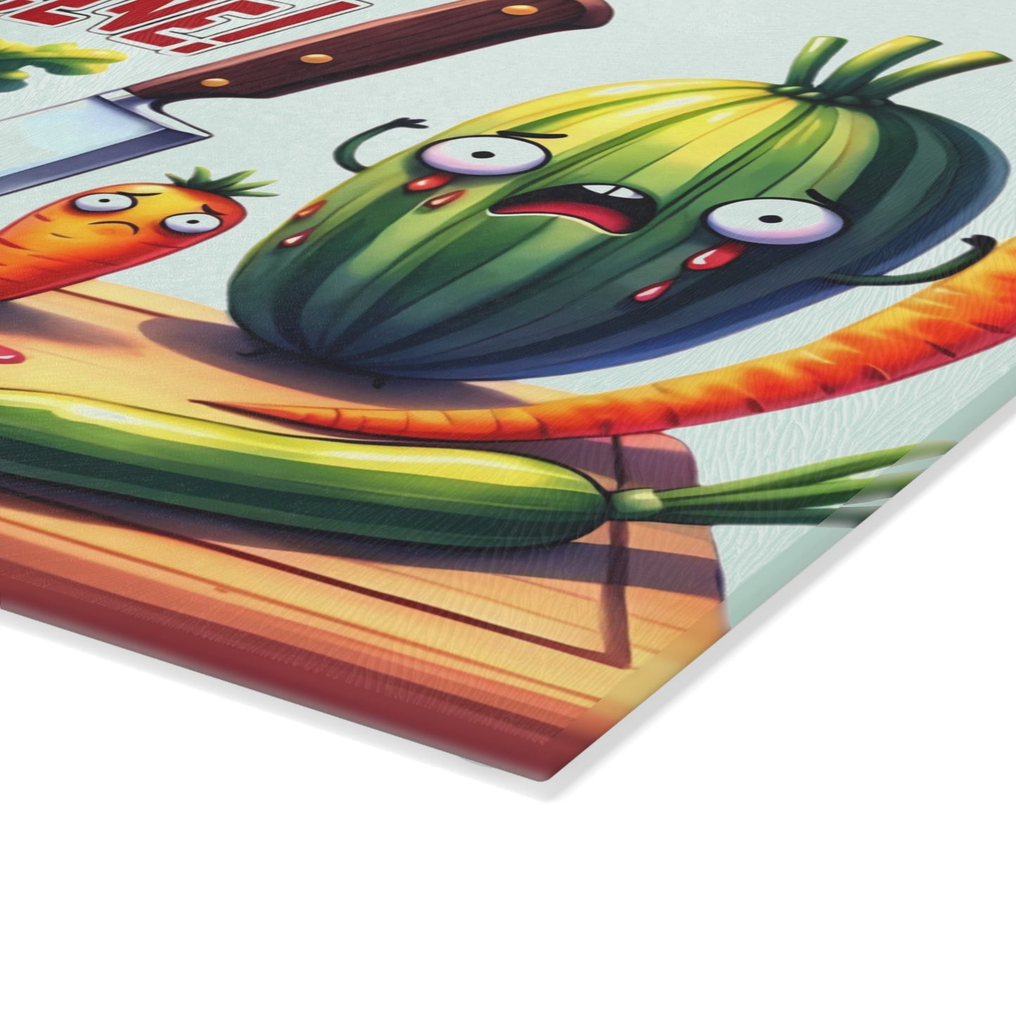 Tabla de cortar de vidrio para escena del crimen en la cocina: ¡Vegetales gritones y estilo asesino!