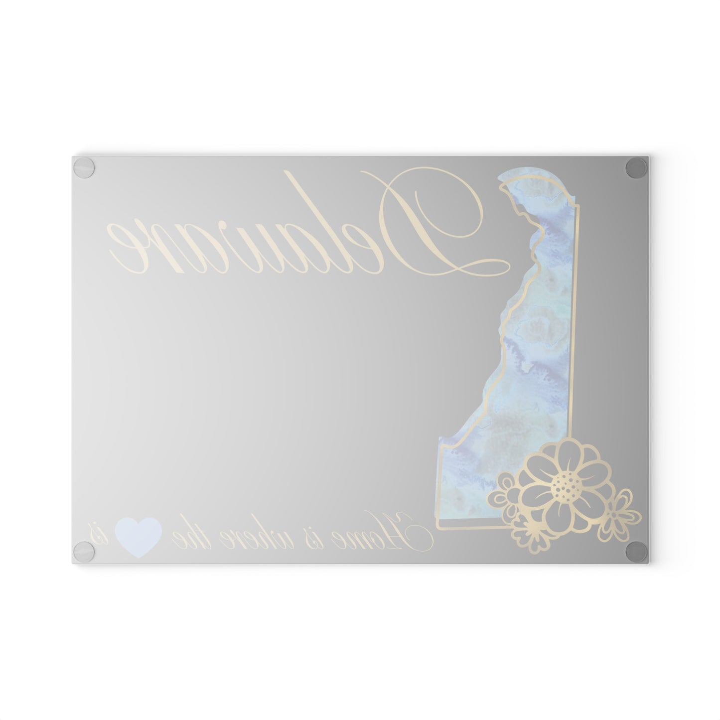 💠 Delaware Floral State Cutting Board – Coastal Charm in Elegant Blue & Gold 🌊