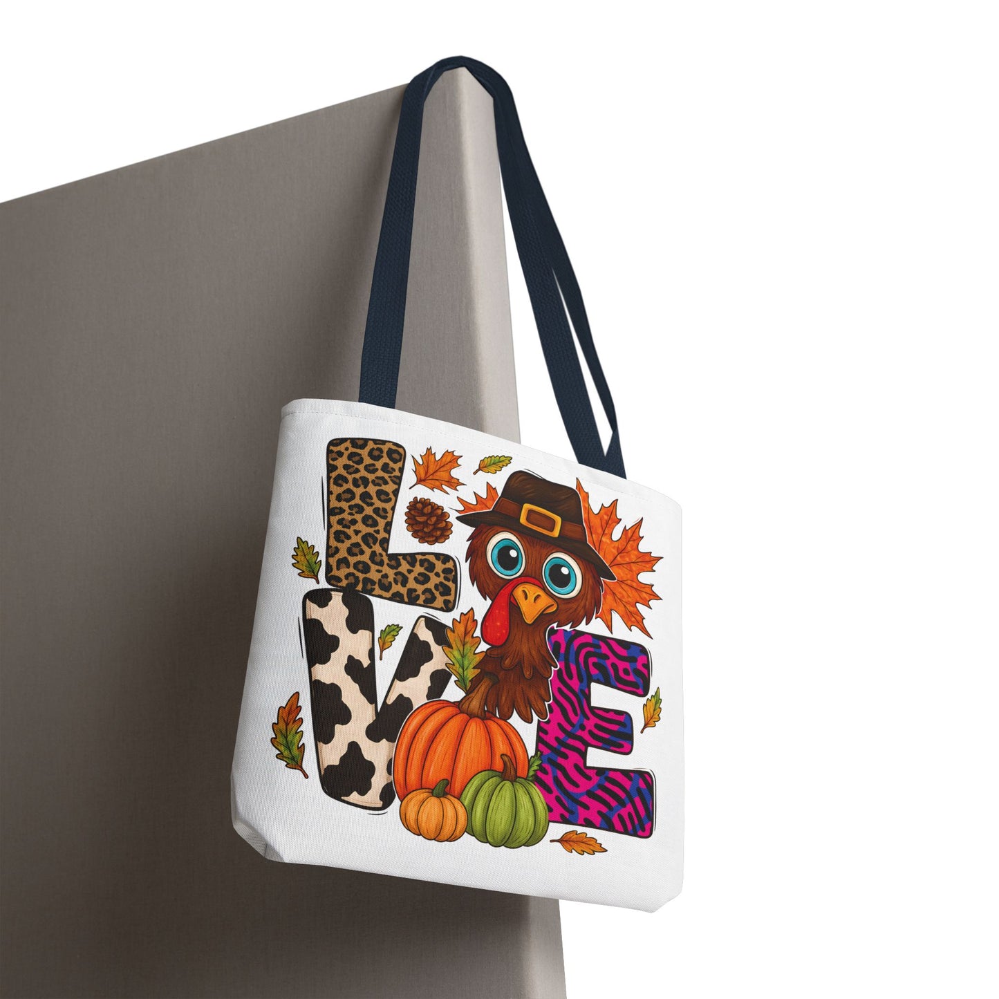 🦃 LOVE Turkey Tote Bag – Wild Prints, Big Eyes & Thanksgiving Fun 🎨