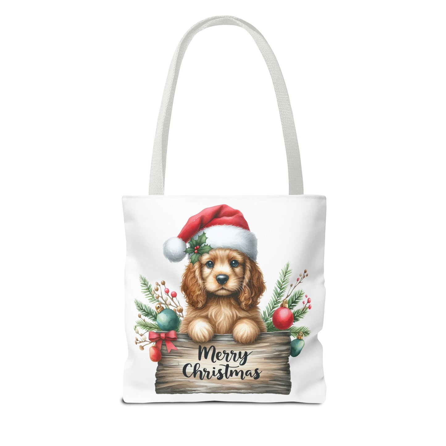 🐶 Cocker Spaniel “Merry Christmas” Tote Bag – Cozy Holiday Charm in Every Stitch 🎄