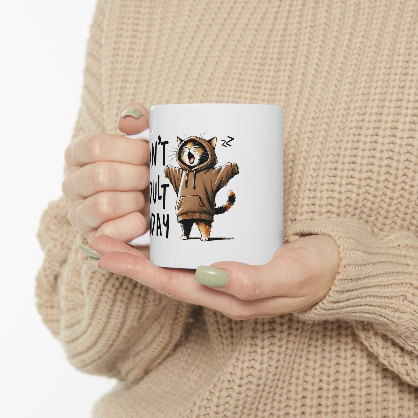 😸 Hoy no puedo ser adulto: divertida taza de café con capucha de gato para amantes de los gatos 🐾