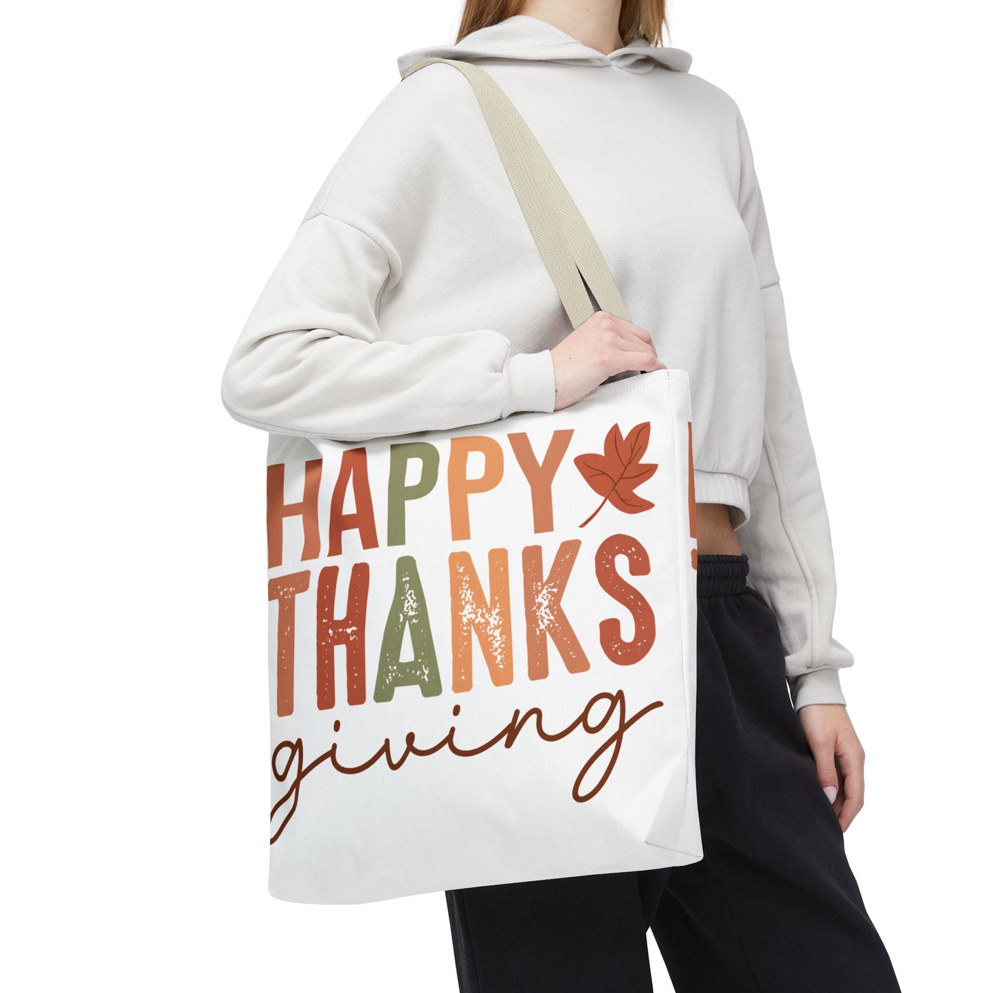 🍁 Rustic Happy Thanksgiving Tote Bag – Simple Charm for the Season 🍂🧡