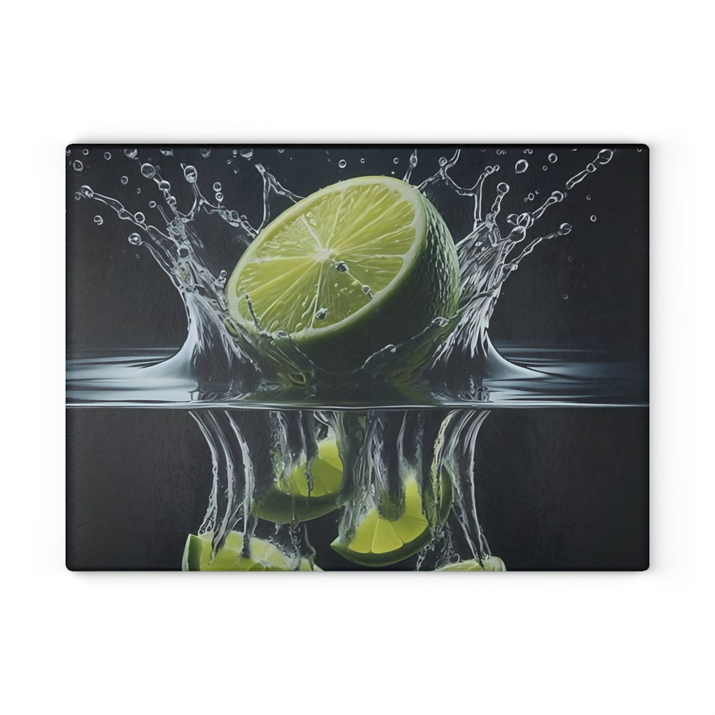 🍋 Lime Splash Glass Cutting Board – Refreshing Citrus Style for Your Kitchen
