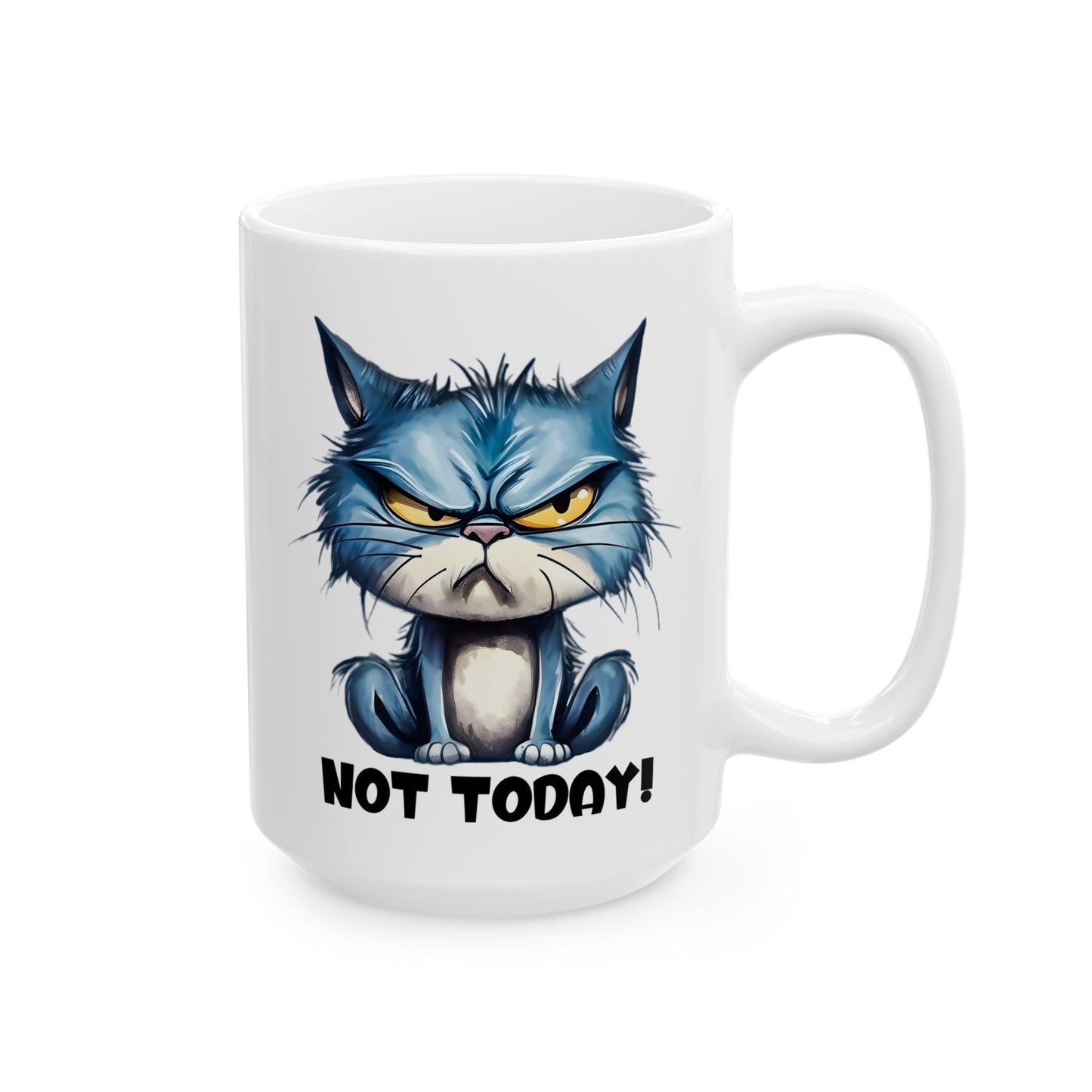 😾 Hoy no – Taza de gato azul gruñón para mañanas de buen humor