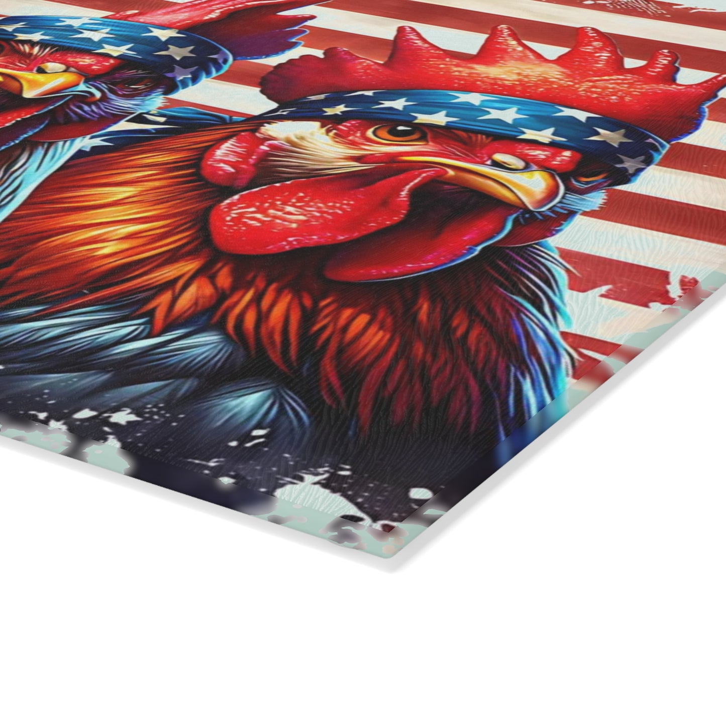 🐓🇺🇸 Patriotic Rooster Bandana Cutting Board – Bold Farmhouse Americana Kitchen Décor 🌾✨