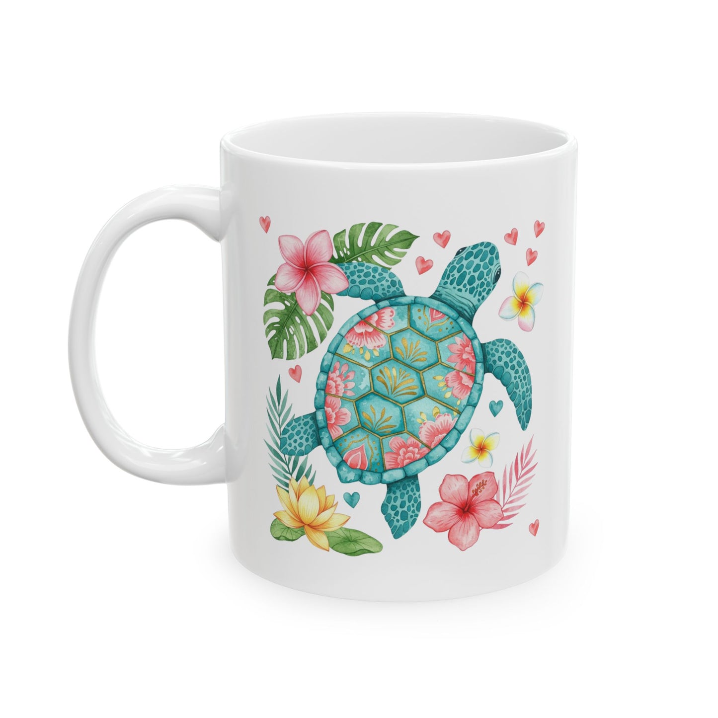 🌺 Tropical Sea Turtle Mug – Island Vibes & Floral Bliss 🐢🌴