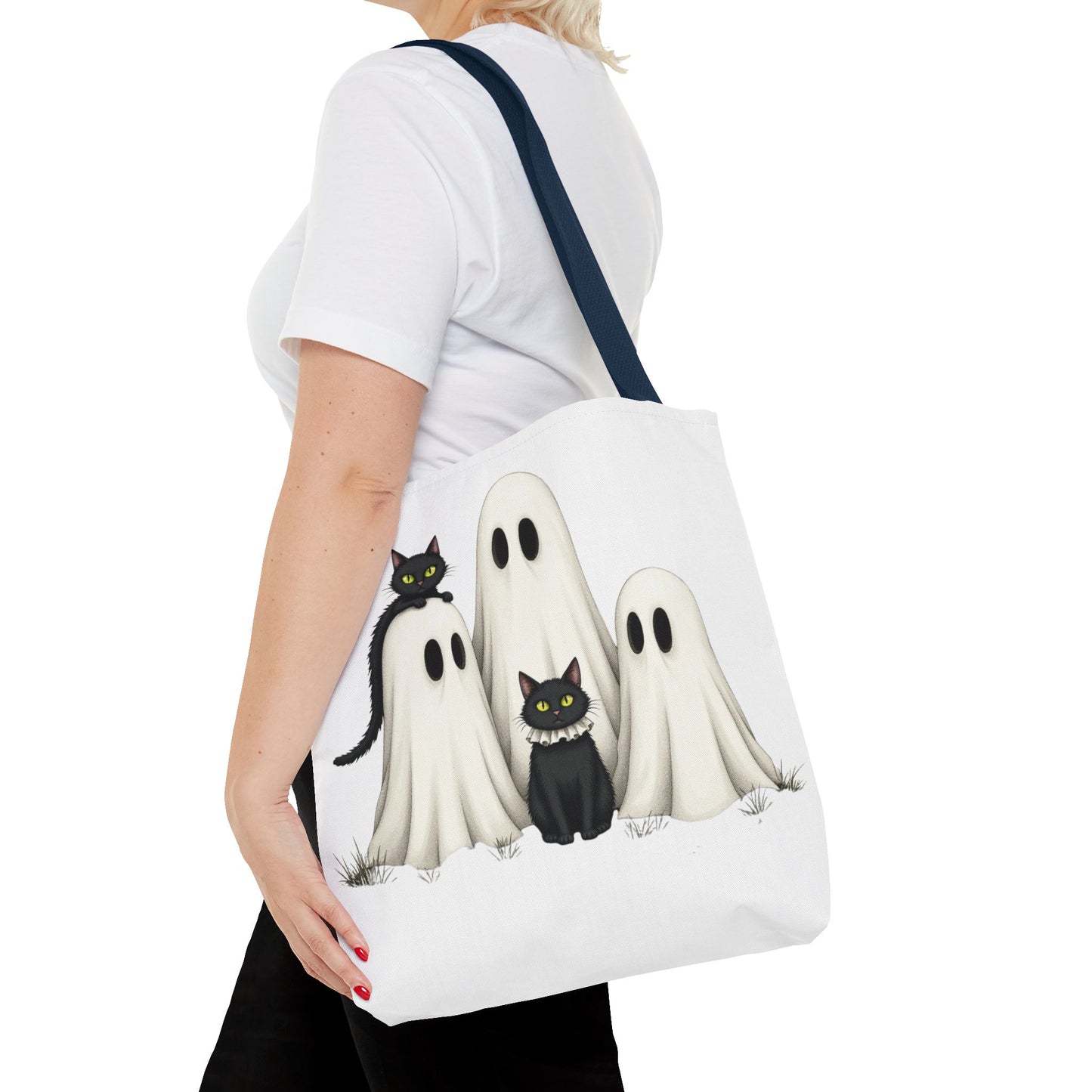๐โโฌ Ghosts & Black Cats Halloween Tote Bag โ Spooky Chic Retro Vibes ๐ป๐