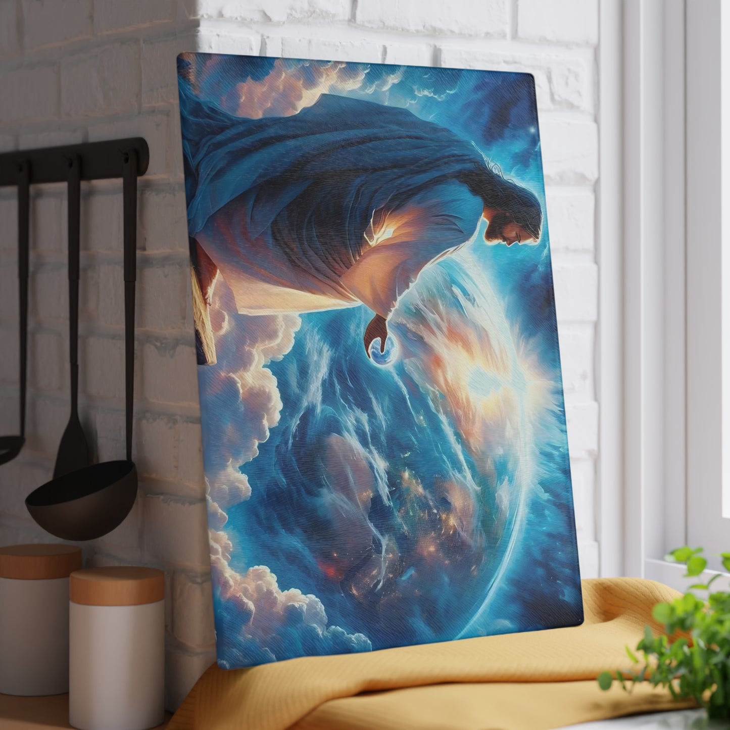 Tabla de cortar de Jesús, tabla de charcutería, tabla de cortar única, tabla de cortar de vidrio templado, regalo de inauguración de la casa, tabla de cortar personalizada