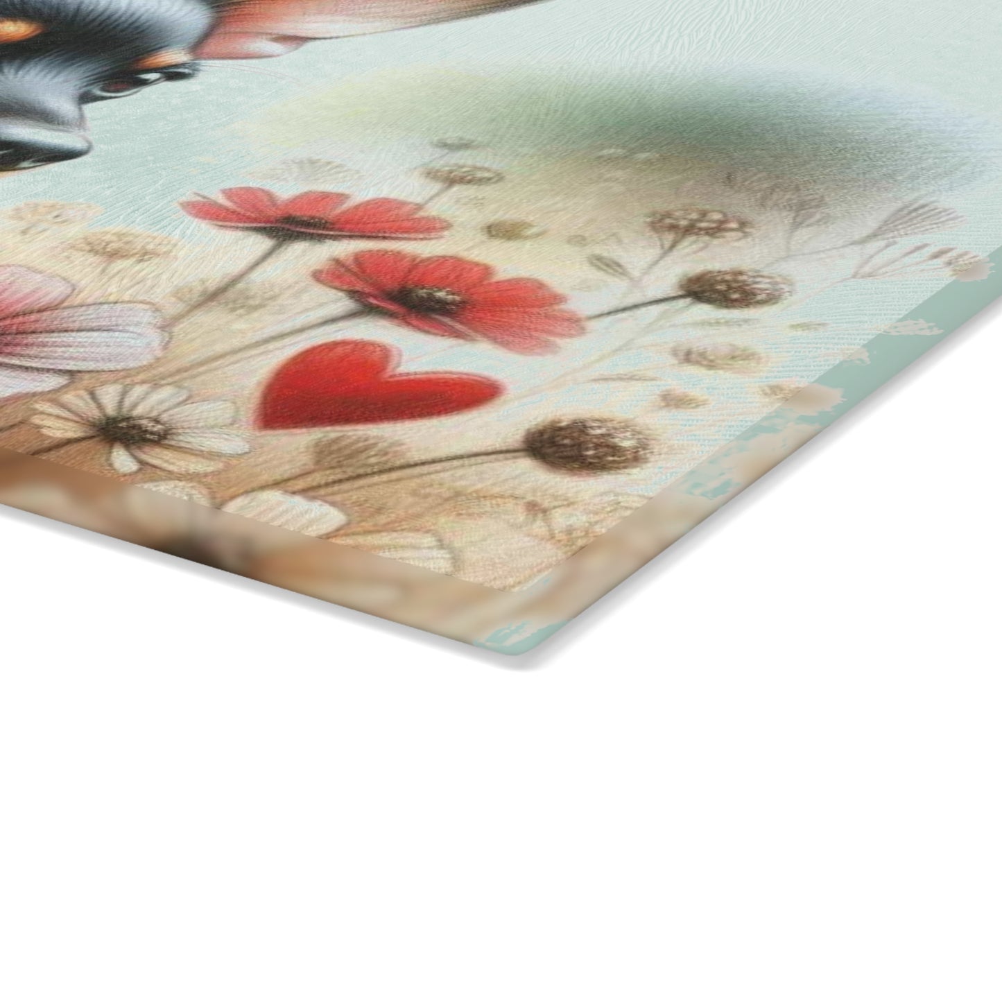 🌸 Miniature Pinscher Wildflower Cutting Board – Bold Beauty with Petite Charm 🐾