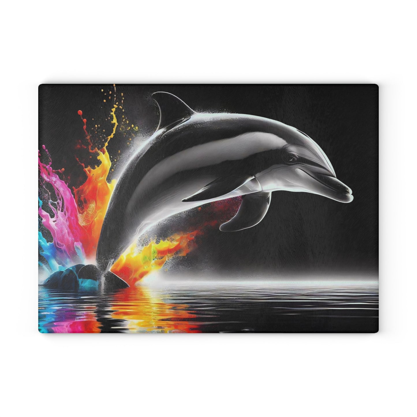 Tabla de cortar con diseño de delfín, vidrio templado con vibrantes escenas de delfines, regalo para chef, regalo para ella, regalo de boda o inauguración de la casa.