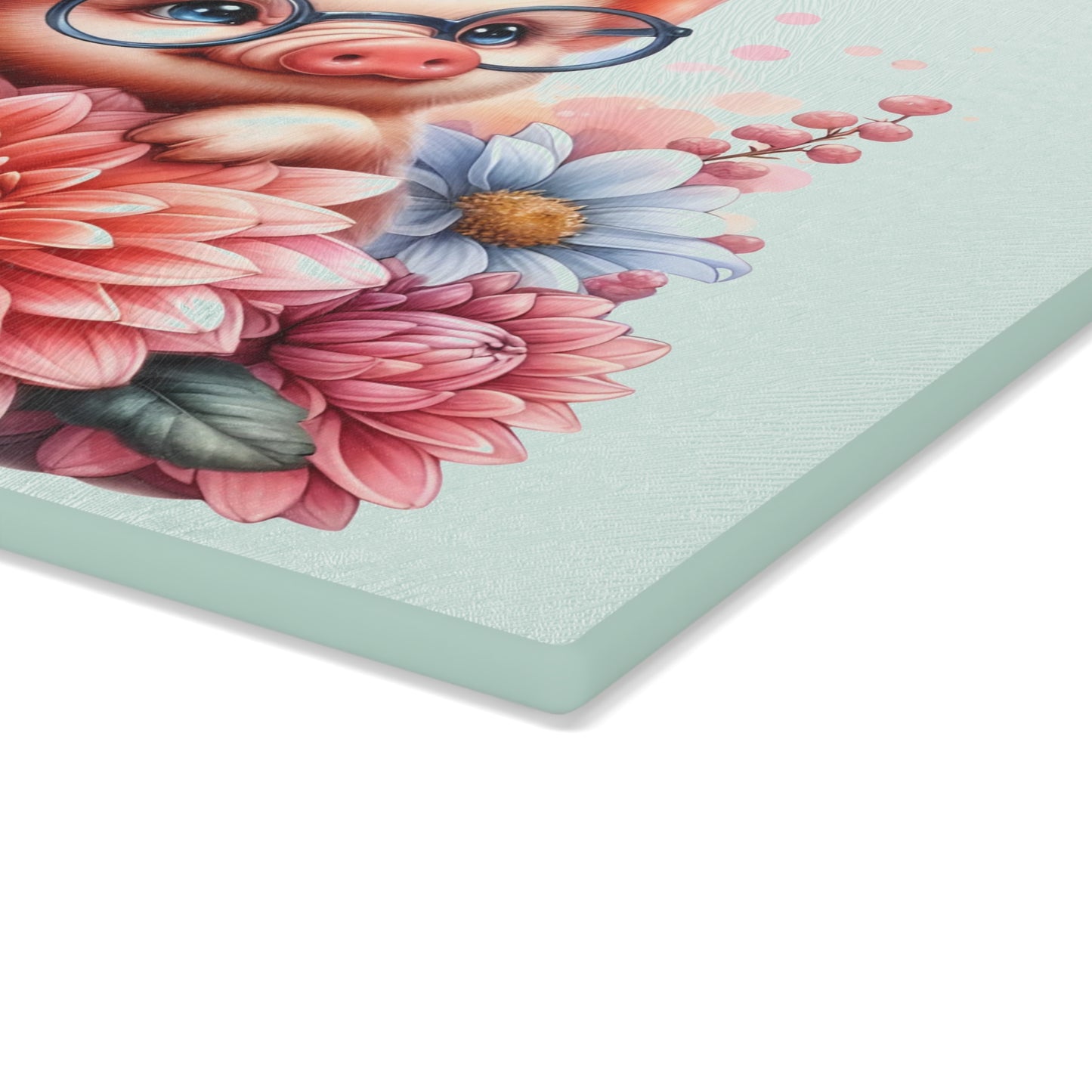 🐷🌸 Smart Piglet with Flowers Cutting Board – Adorable Farmhouse Charm for Your Kitchen 🌸🐷
