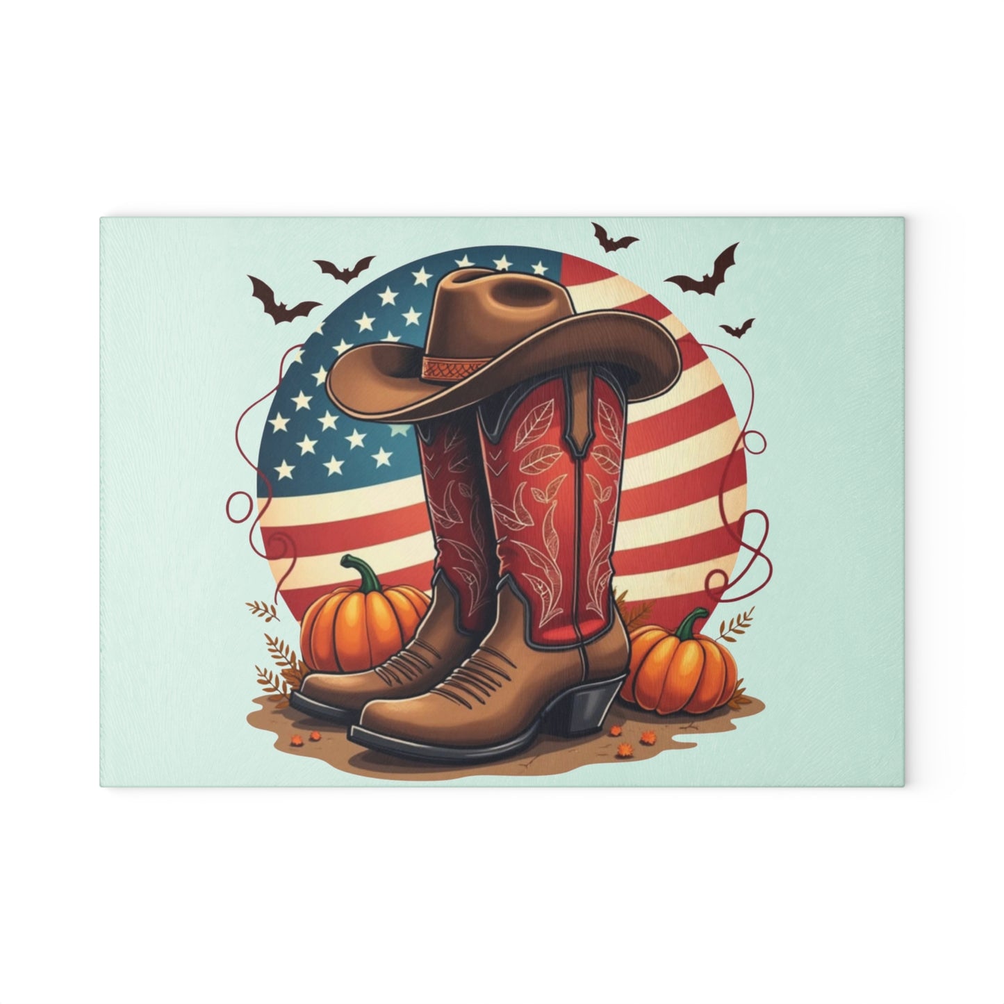 🤠🎃 Western Boots & Pumpkins Cutting Board – Rustic Autumn Charm for Your Kitchen 🇺🇸