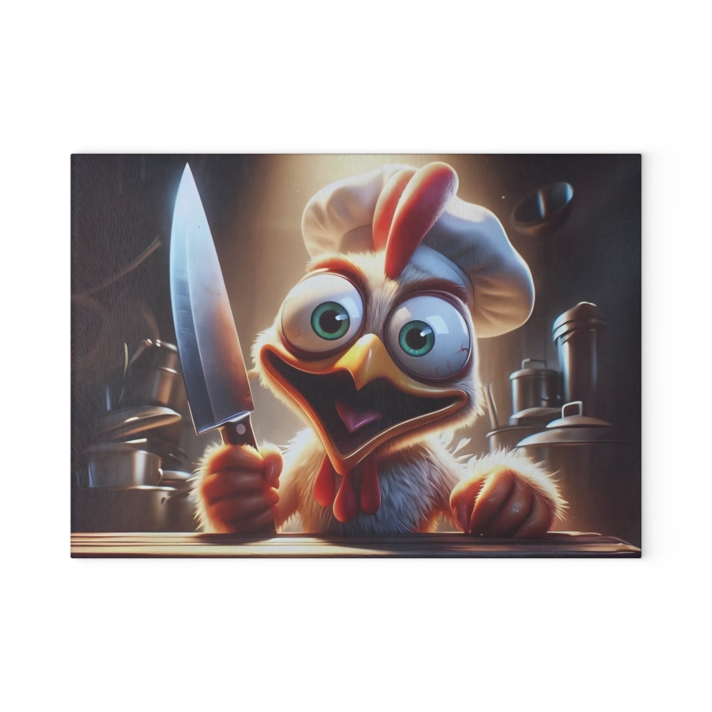 Tabla de cortar Crazy Chicken Chef: ¡sembrando el caos en la cocina!