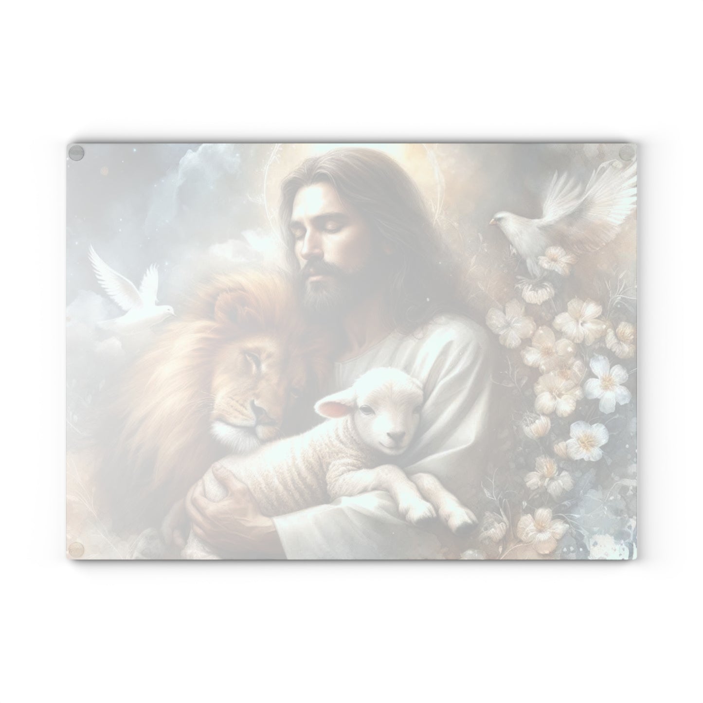 Tabla de cortar de Jesús, tabla de cortar de vidrio templado, tabla de charcutería, tabla de cortar, regalo de inauguración de la casa, tabla de cortar personalizada