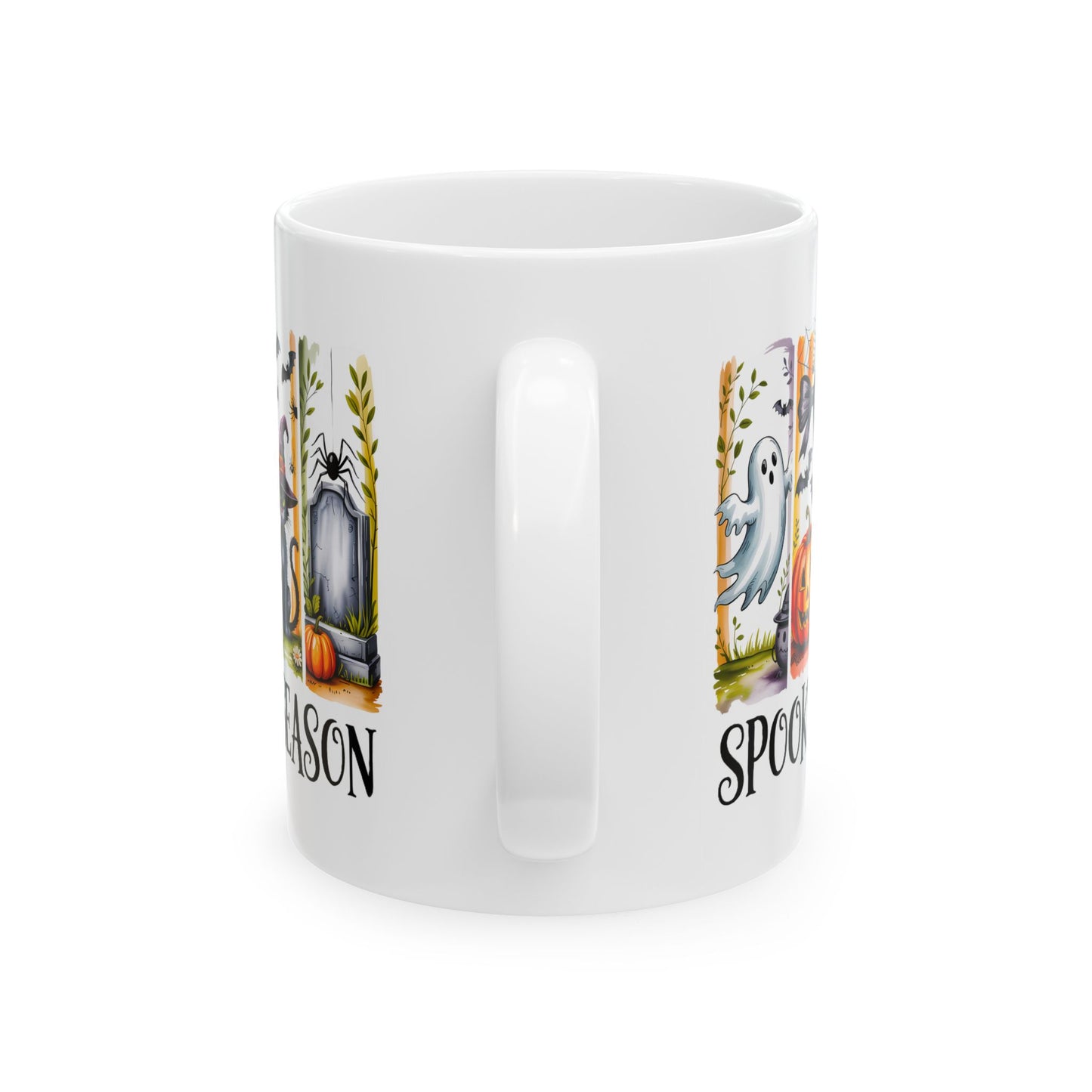 🎃 Spooky Season Mug – Cute Halloween Cat, Ghosts & Pumpkins 👻